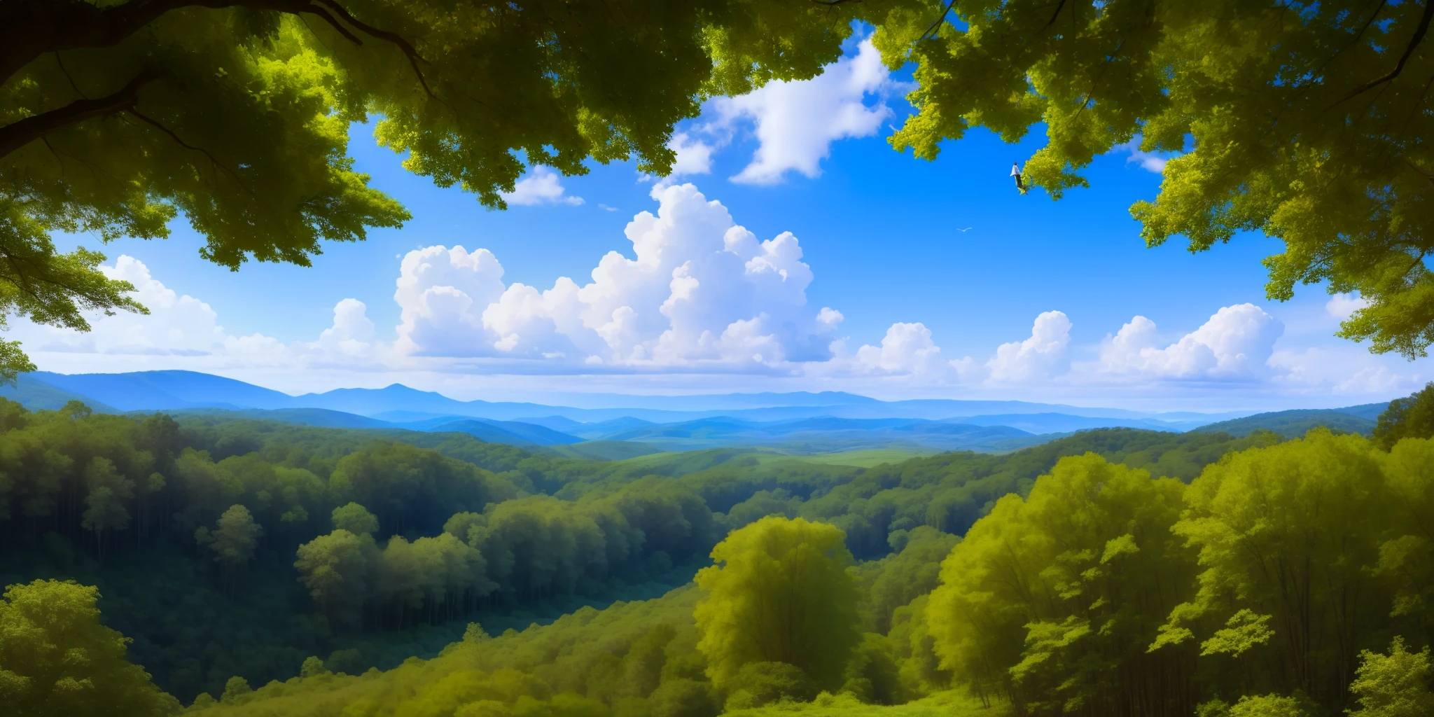 An image of a blue sky with white clouds
An image of a green forest
An image of a group of people smiling