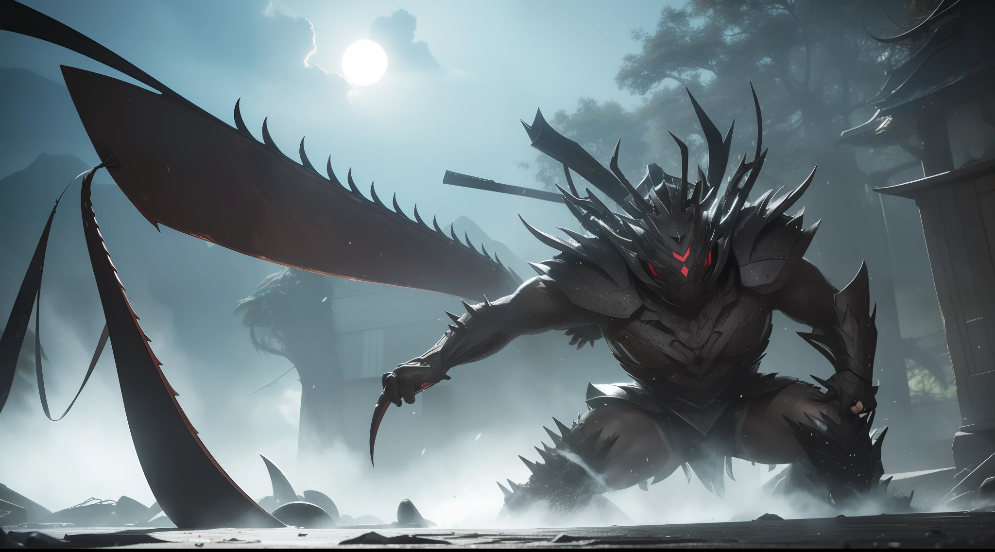 The appearance of this hideous monster is extremely strange,Its body shape resembles a giant praying mantis,But not walking upright,Instead, it twists like a huddled mass of seaweed。Its whole body is made up of mantis-like sickle arms,Each limb is a sharp and ferocious scythe or blade。Its body occupies almost 80% of the entire body%over a,Only the head and torso remained, occupying the remaining 20%。Its torso is flattened,Covered with a sturdy carapace,The edges are unusually sharp。The abdomen has layers of hard carapace that protect the internal organs,Like a crab's shell, it protects its mouthparts。
On its back,There are several black triangular nails with a raised stomach that closes,These bumps are inlaid with a huge emerald-colored eyeball,The eyeballs are covered with densely packed eyeballs。The compound eye on the carapace of the cutter rotates slightly,The dot in the center of the compound eye moves behind him。
When it moves,The chaotic blade limbs pushed the body forward like a spider,It's like a fluffy ball of seaweed crawling at speed。Its hard sickle arms come together,Form a mass of swords and blades,Make it incredibly ferocious in battle。The carapace on its body hides multiple armor blades,Make it more robust and deterrent when attacked。
Even if the bladed limbs of the slitter are all pulled out,Its body still resembles a giant peanut-shaped bug,The surface is covered with a hard black carapace,It was as if a set of sturdy armor protected its body。The appearance of this monster is extremely terrifying,It's chilling。