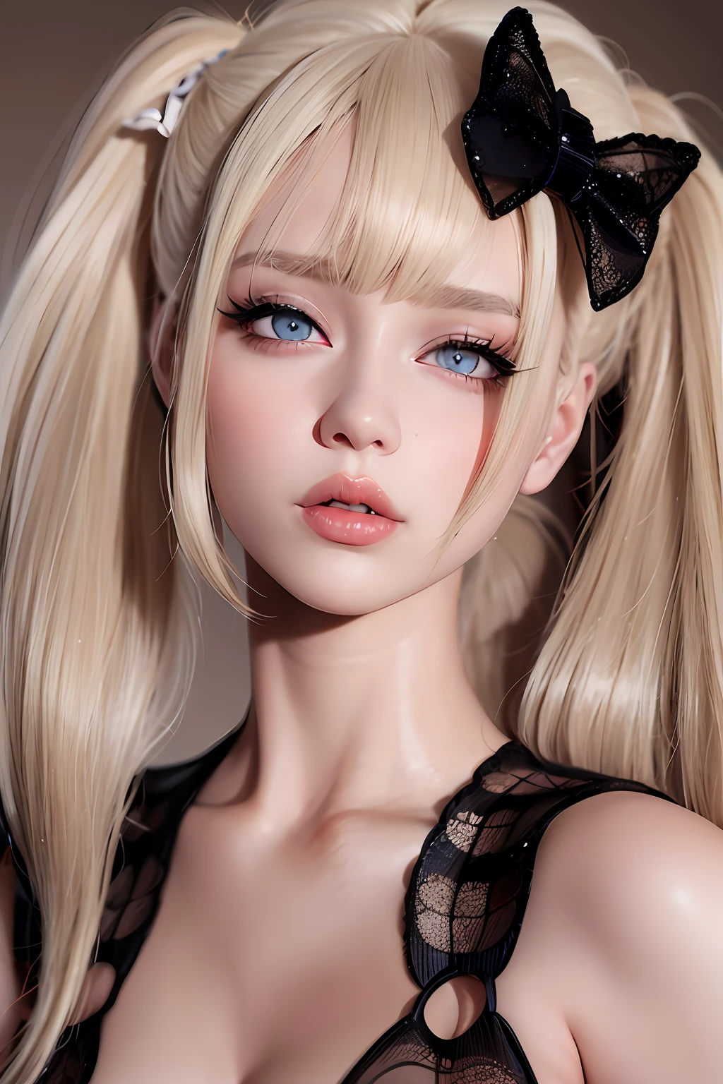blond doll with long hair and a bow in her hair, blonde hair and large eyes, blond hair with pigtails, ball jointed doll, long blonde hair and large eyes, portrait of kim petras, long blonde hair and big eyes, anime barbie doll, hyperrealistic schoolgirl, ultrarealistic sweet bunny girl, portrait of barbie doll, skydoll noa