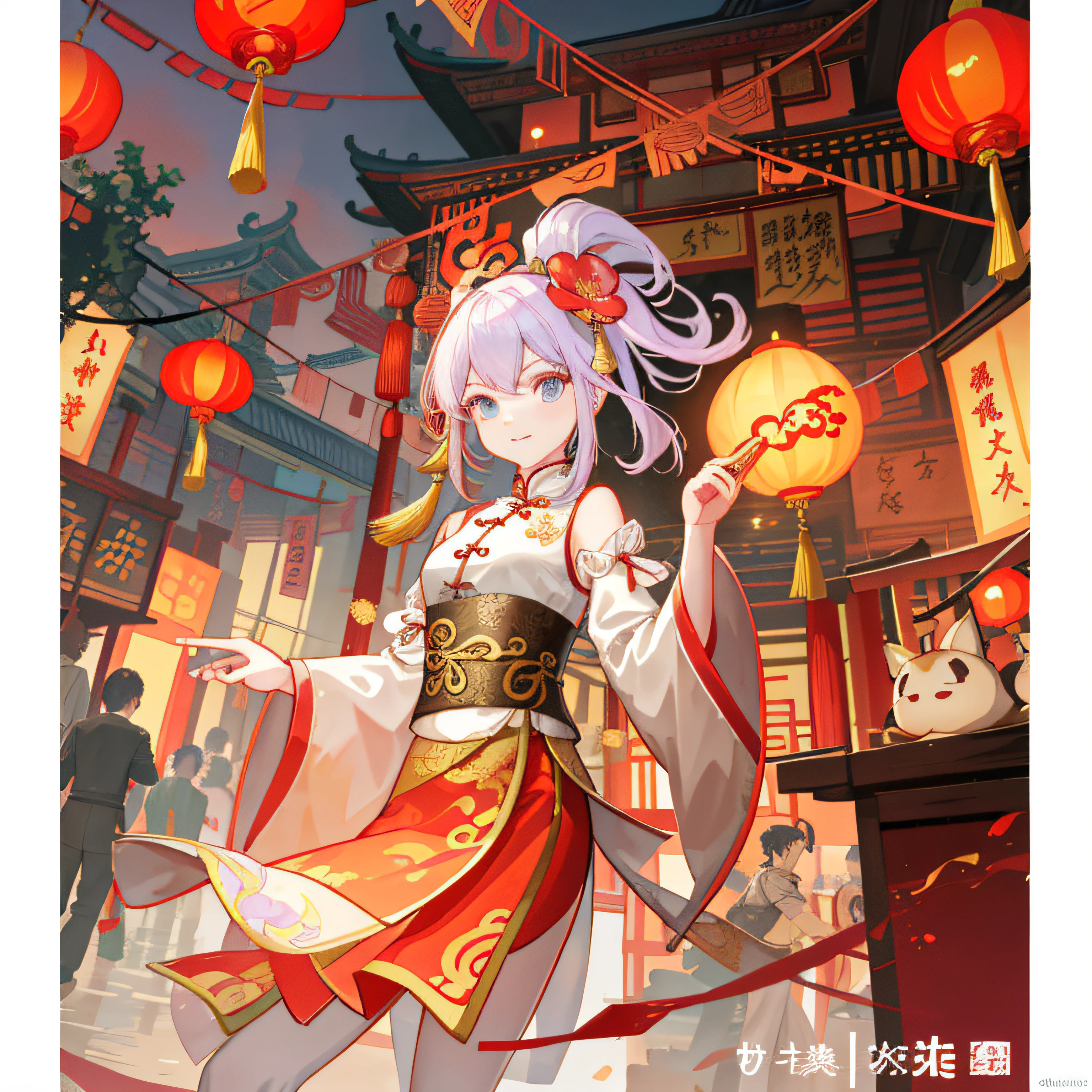 Photos taken from a video game of a Chinese temple, dreamy Chinese towns, evening lanterns, floating chinese lampoons, Rosla global lighting, ross tran. scenery background, Lanterns, dreamland of chinese, 🌺 CGSesociety, inspired by Andreas Rocha, [ trending on CGSociety ]!!, by Yang J, inspired by Liam Wong, author：Shitao