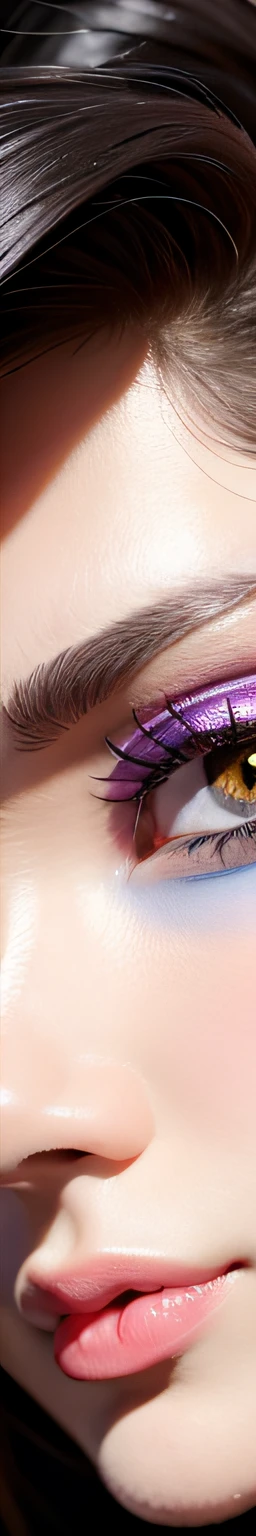 Best quality at best,tmasterpiece,(fidelity:1.2),1 girl,Brown eyebrows,Eyebrow studs,Purple eye,blue eyeshadow,Lateral face,A detailed face,Tattooed with