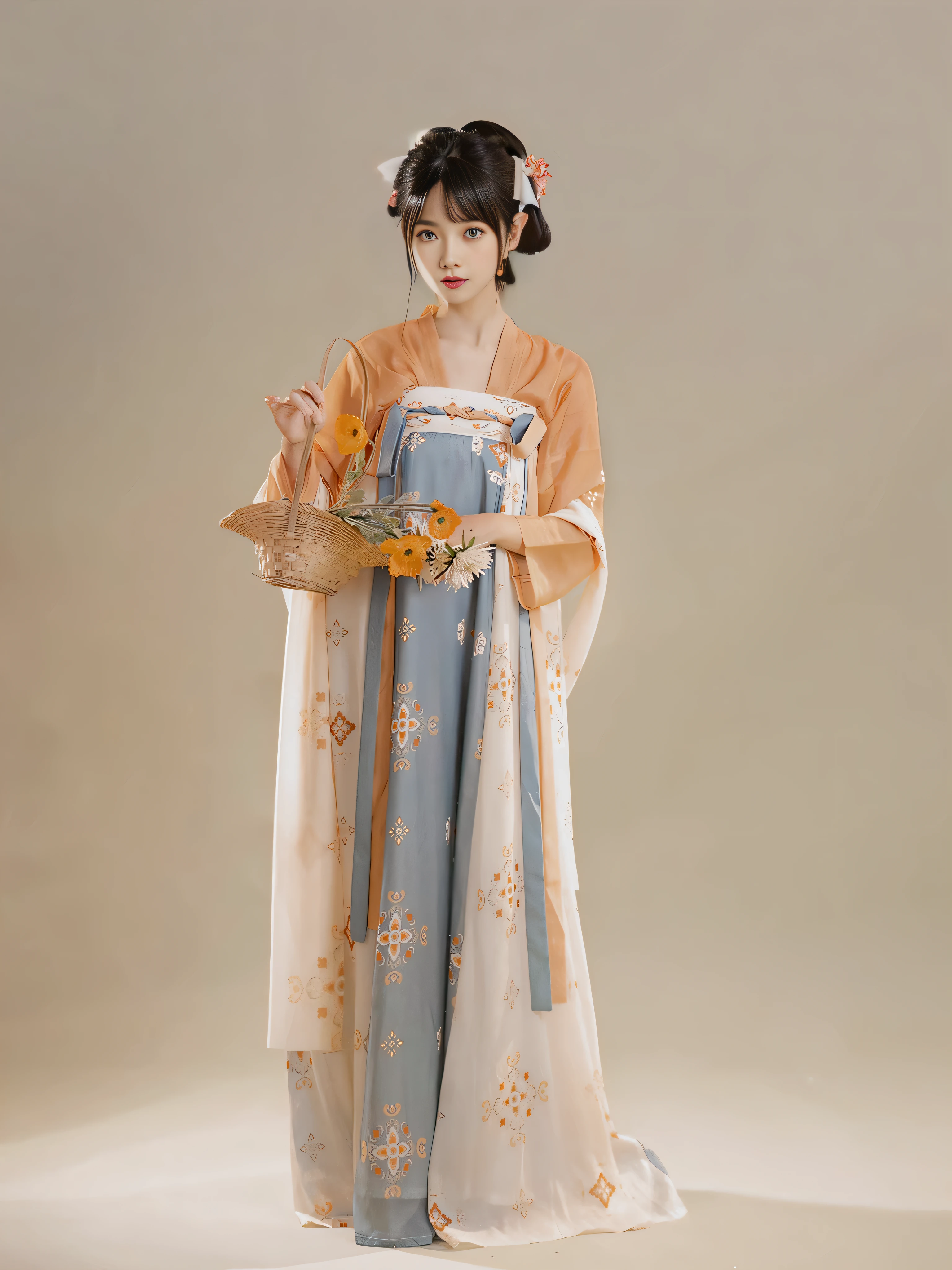 ultra high res, best quality, photo, 4k, (photorealistic:1.4),
1girl, high ponytail,
hanfugirl,light green hanfu, floral print,
arms behind back,