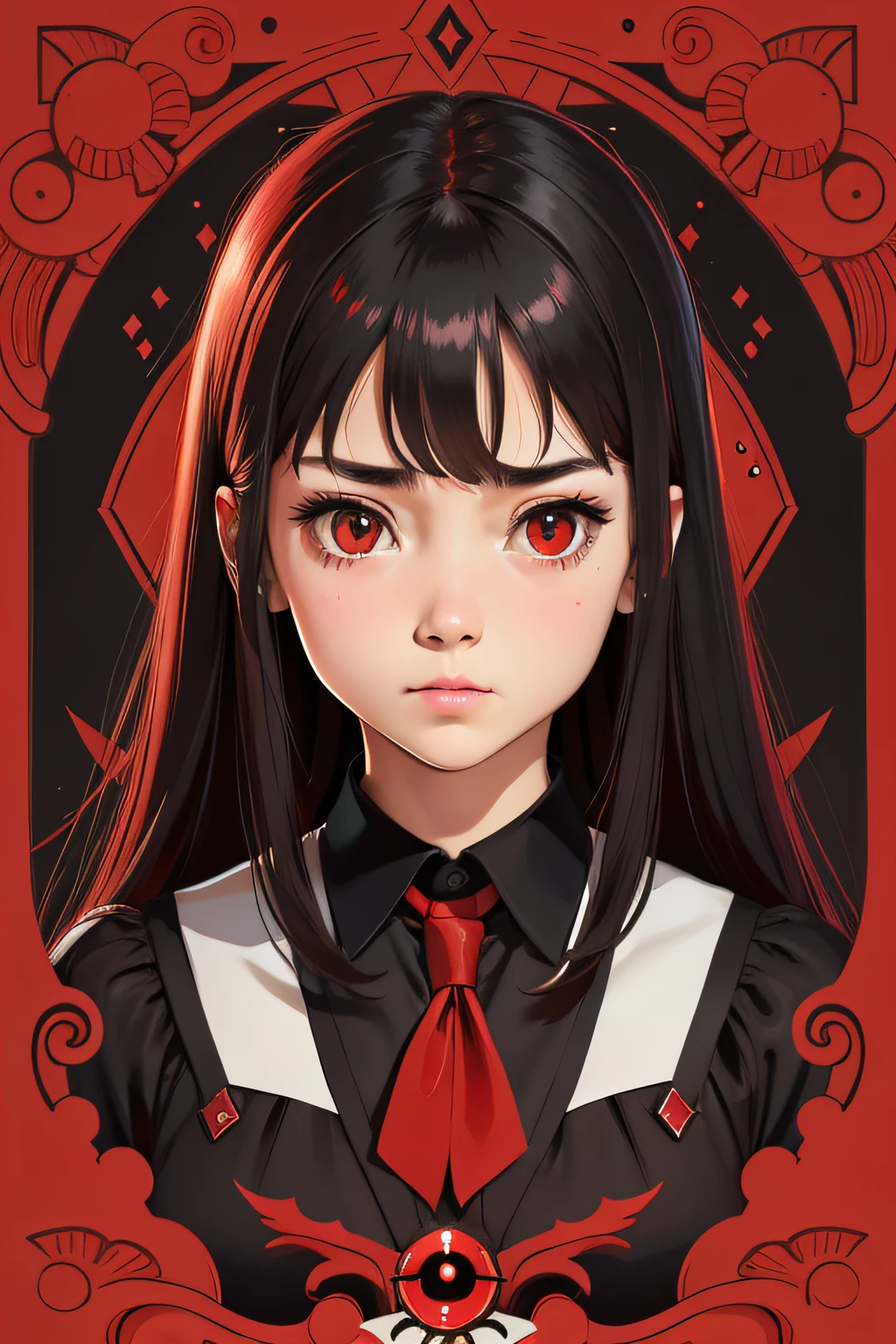 schoolgirls，jk，depressive，whaite hair，Red-eyed pupils，quadratic element