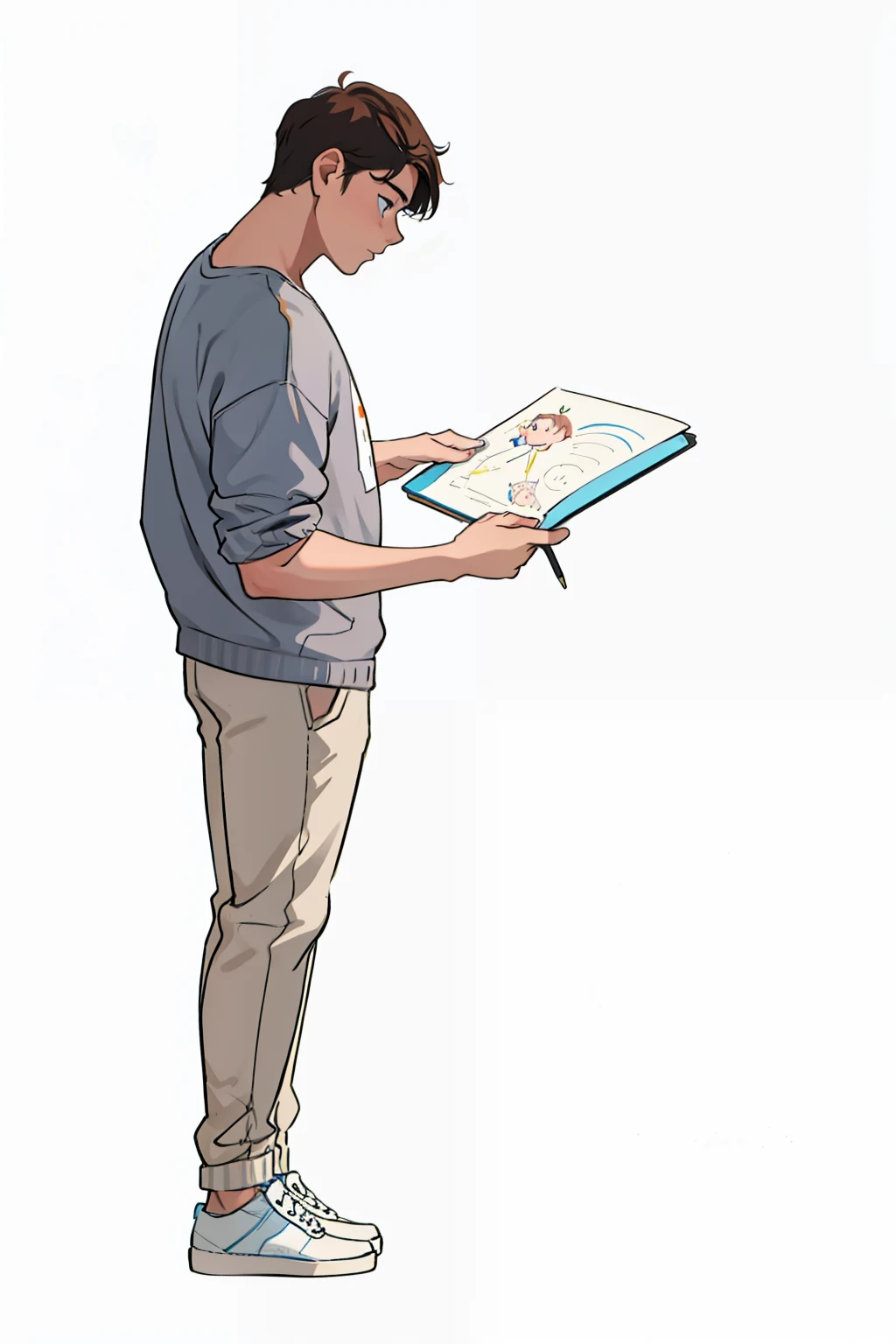 (tmasterpiece:1.4), (best qualtiy:1.4), (high detal:1.4), (A high resolution:1.4), (A detailed:1), Young people with drawings