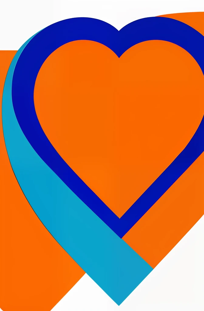 Design de logotipo, desenho plano, with an orange and blue heart