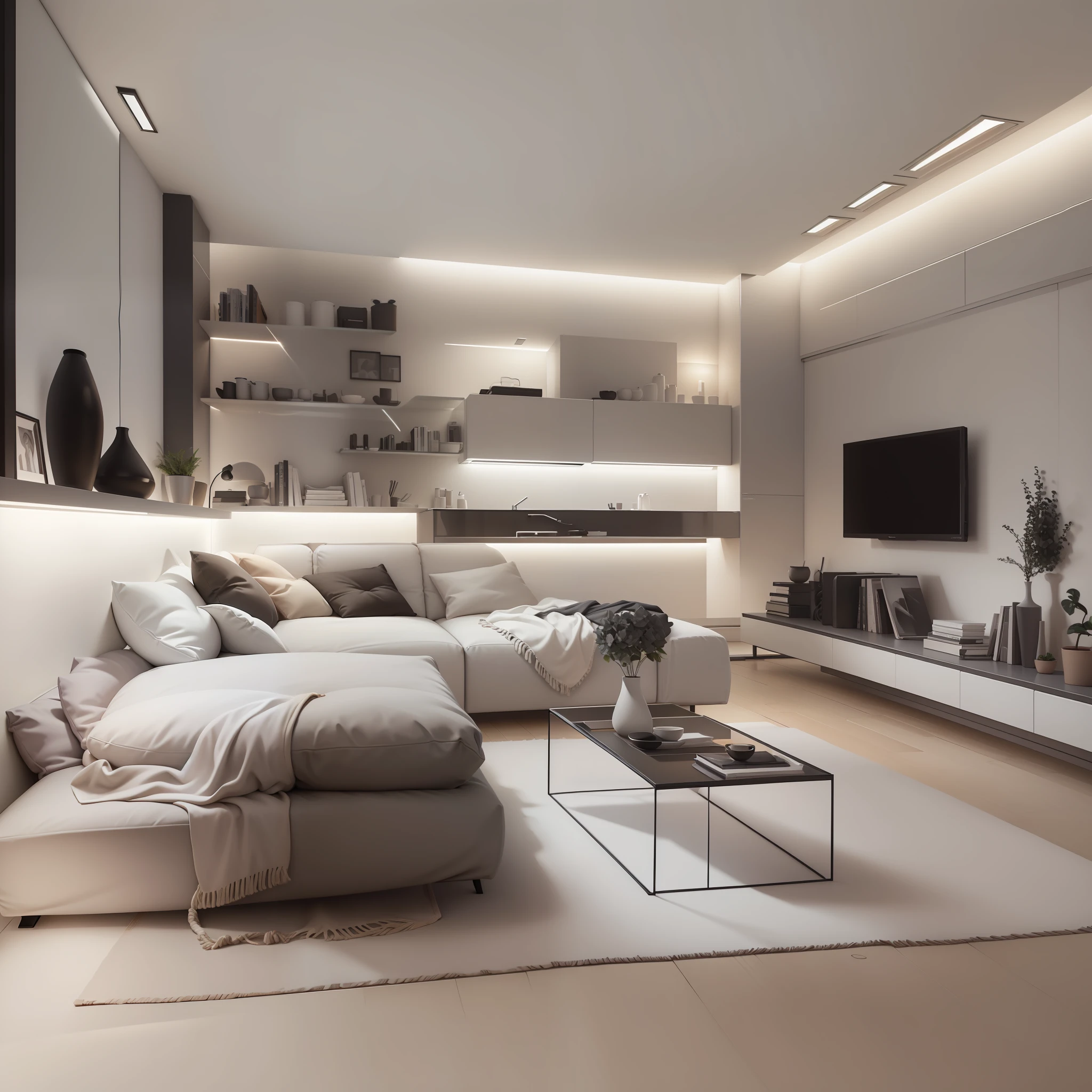 The modern, minimalist interior design is characterized by simplicity, brightness and functionality, creating a comfortable, warm and livable space. The following are the main features of the interior design of modern minimalist style: Color: Modern minimalist style is dominated by neutral tones such as white, gray, and black, with light warm colors, making the space appear bright, clean and comfortable. Furniture: Modern minimalist style furniture is simple, practical, not losing beauty, usually using a large area of black, white or gray, showing a simple but textured style. Sofas, TV cabinets, dining tables and other furniture also tend to adopt simple designs and emphasize functionality. Lighting: Modern minimalist style lighting is mainly simple and bright, focusing on the layout and effect of lighting. More minimalist chandeliers, wall lamps and table lamps are usually chosen to highlight the overall beauty. Decorations: Modern minimalist style decorations are mainly simple and practical, usually choose some simple paintings, ornaments, vases, etc. The wall can choose some simple decorative paintings or letters, etc., to create a more minimalist feeling