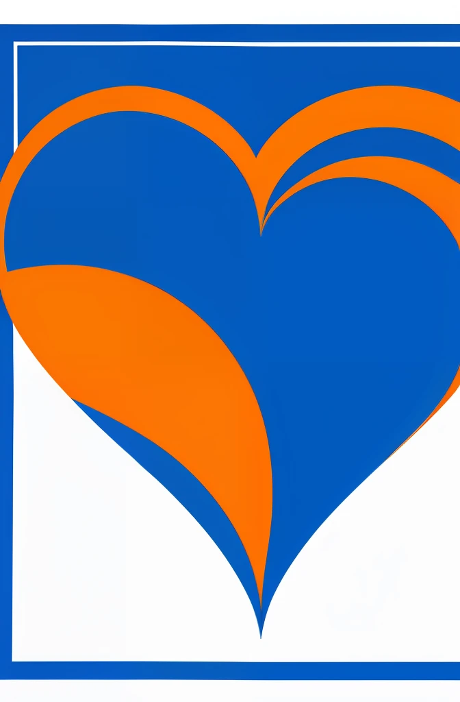 design de logotipo, desenho plano, with a full heart in orange and blue frame