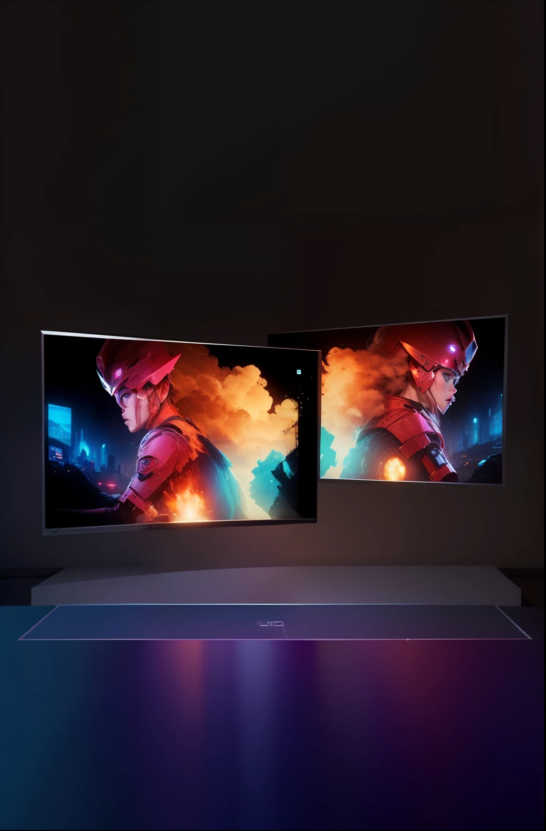 National tide，Technologie，（screen glow），（The main body of the picture is two screens），（Change the picture on the screen）32K，detail-rich，plethora of colors，Beautiful and sci-fi，high detal，（The scene in the screen is 3D），（The details of the character styling are in-depth），（Photographic images），（Screen review），Meticulous sketches，Realistic scenes，Real mechanism，Cinematic lighting，Ultimate HD picture quality，Hollywood-style character detail rendering