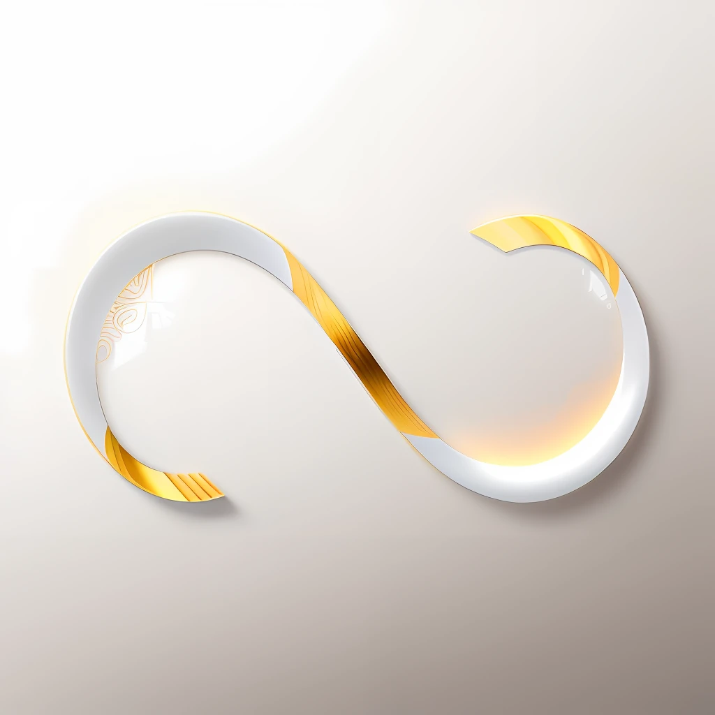 Serpentine Mobius line art painting on white background, Infinity symbol like a cat,Fluctuations of infinite glyphs,Inspired by Shomun Tenzheng, serpentine pose,hook as ring,The combination of the knife and infinity,minimalist line art。As a clothing logo design,The whole body is dominated by gradient pale gold,Overall Clarity,pretty