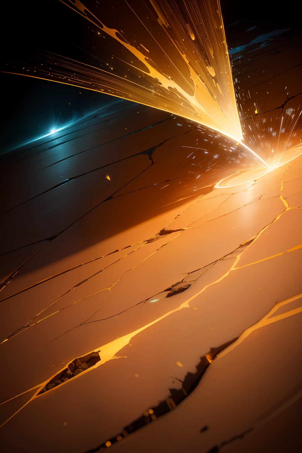 yellow glow, Cracked earth, Spray light