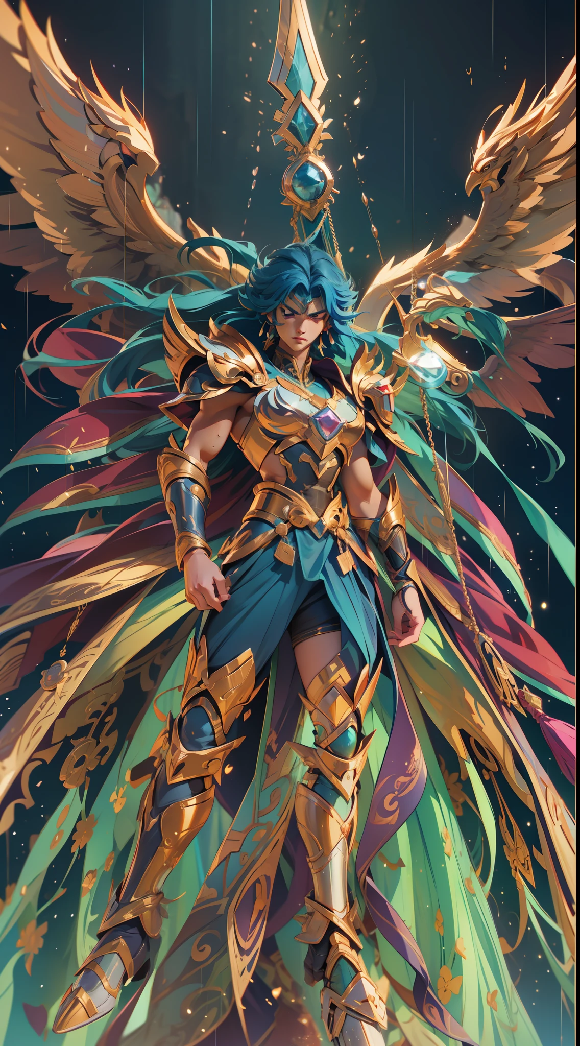 saint seiya phoenix ikki , super strong, muscular, raining, 35mm lens, photography, ultra details, precise texture details HDR, UHD,64K,