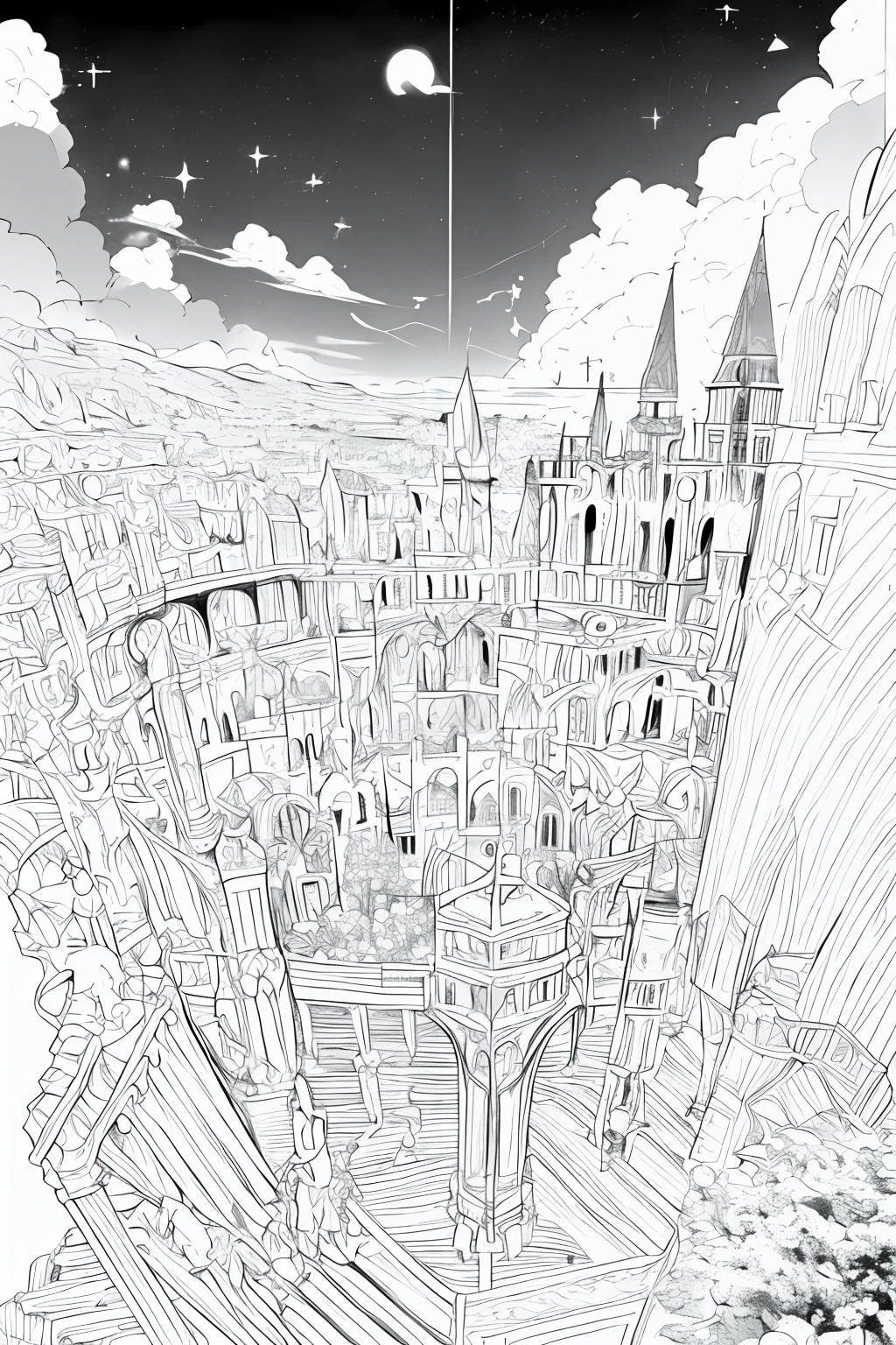 obra-prima, melhor qualidade, Monochrome Magical Adventures, in the sky