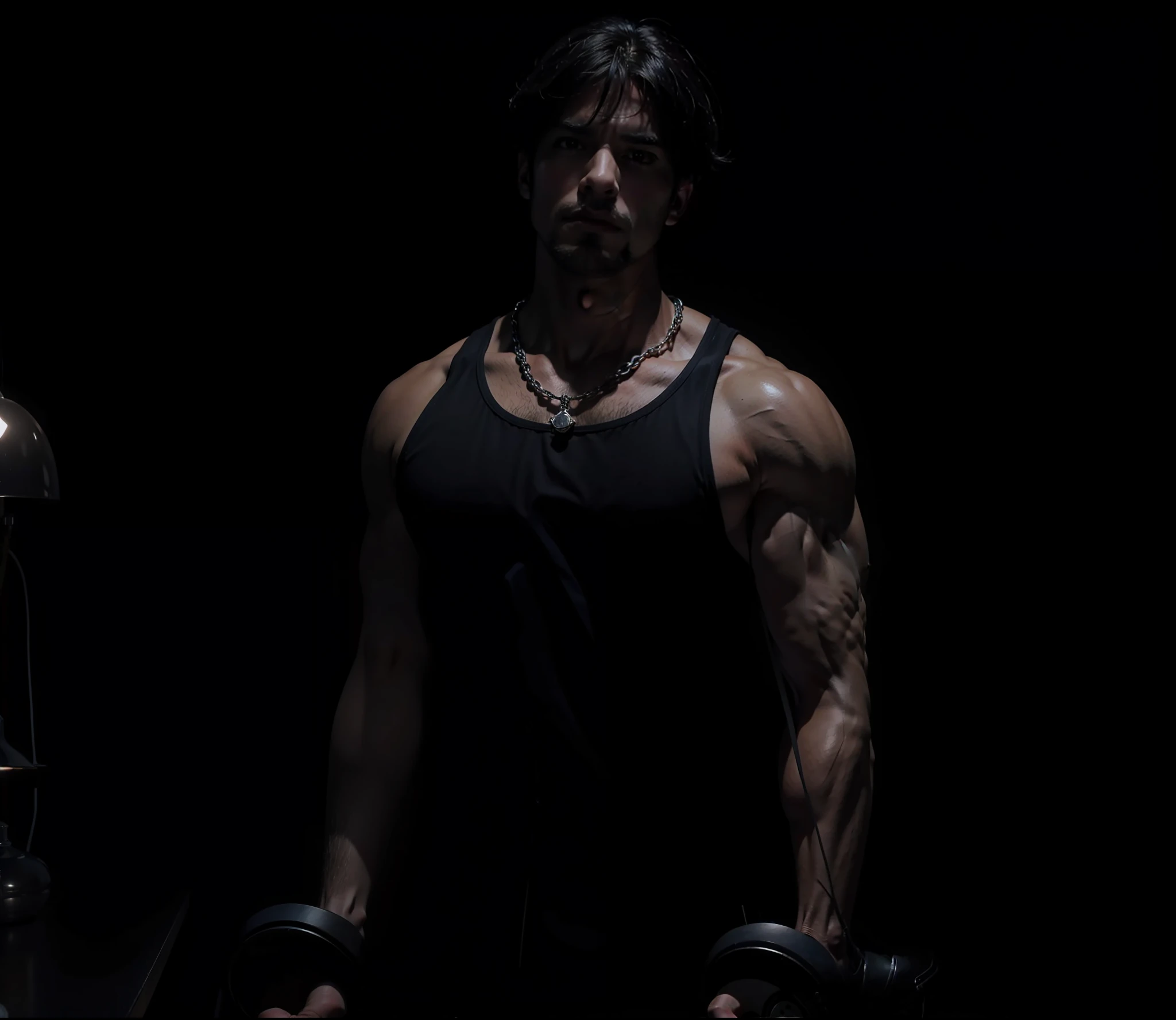 Homem, de regata, realista, musculoso, more lighting, 4k