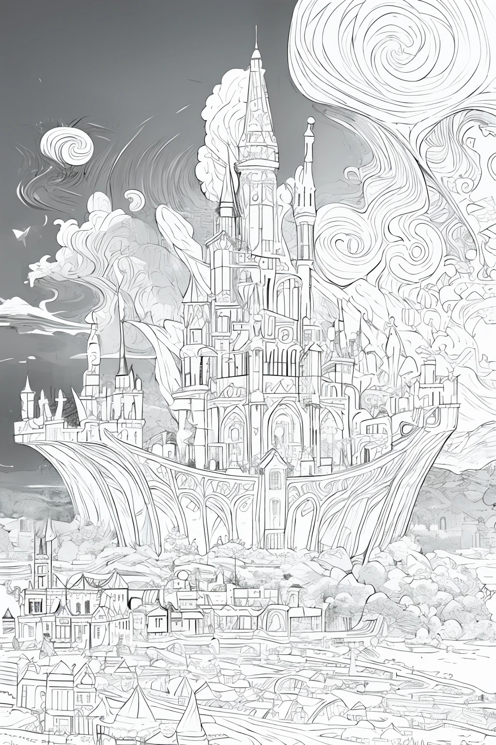 obra-prima, melhor qualidade, Monochrome Magical Adventures, in the sky