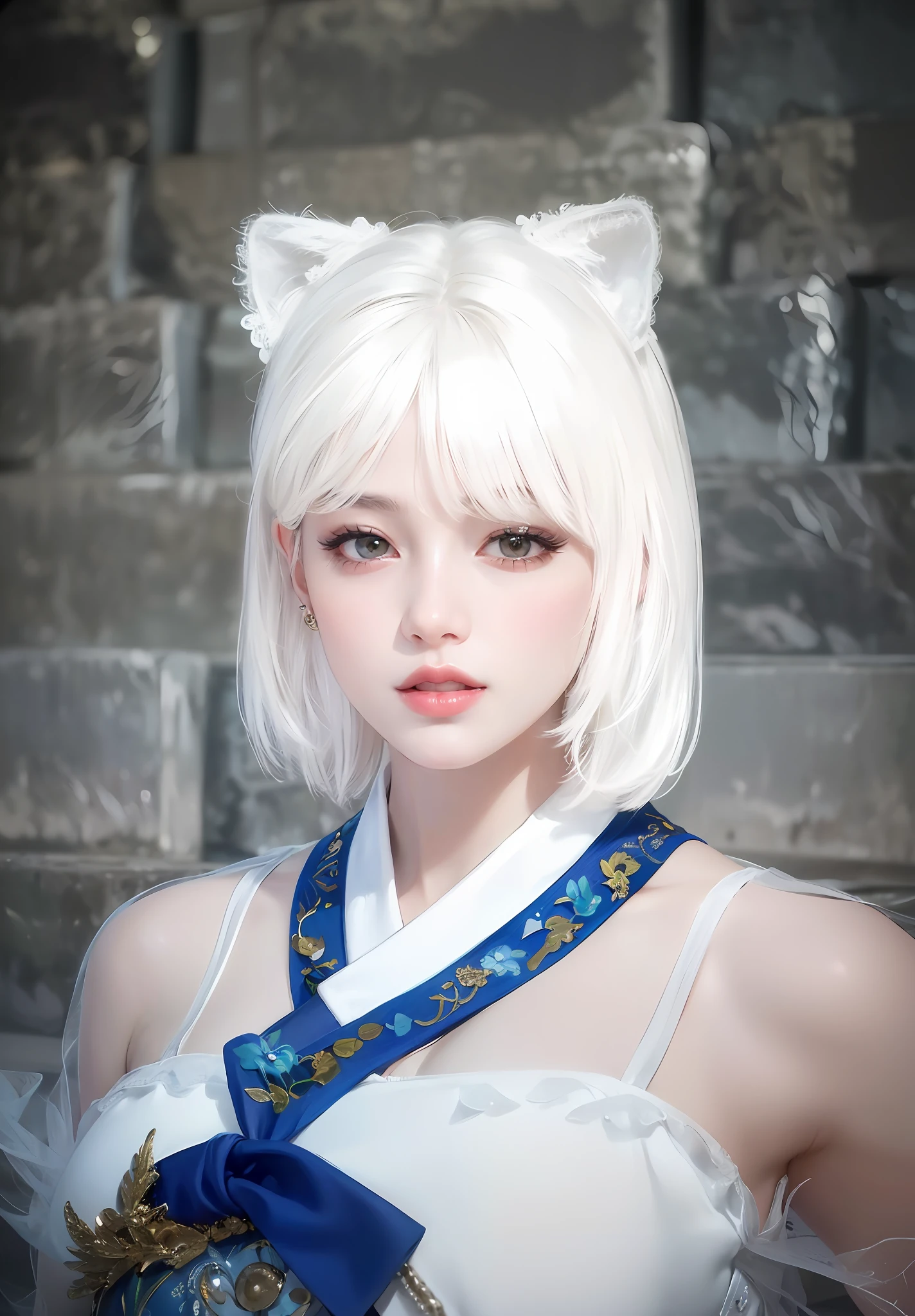 (8k, RAW photo, photorealistic:1.25) ,( lipgloss, eyelashes, gloss-face, glossy skin, best quality, ultra highres, depth of field, chromatic aberration, caustics, Broad lighting, natural shading, Kpop idol) looking at the audience With serenity and goddess-like bliss, sadistic face smile, big breasts
