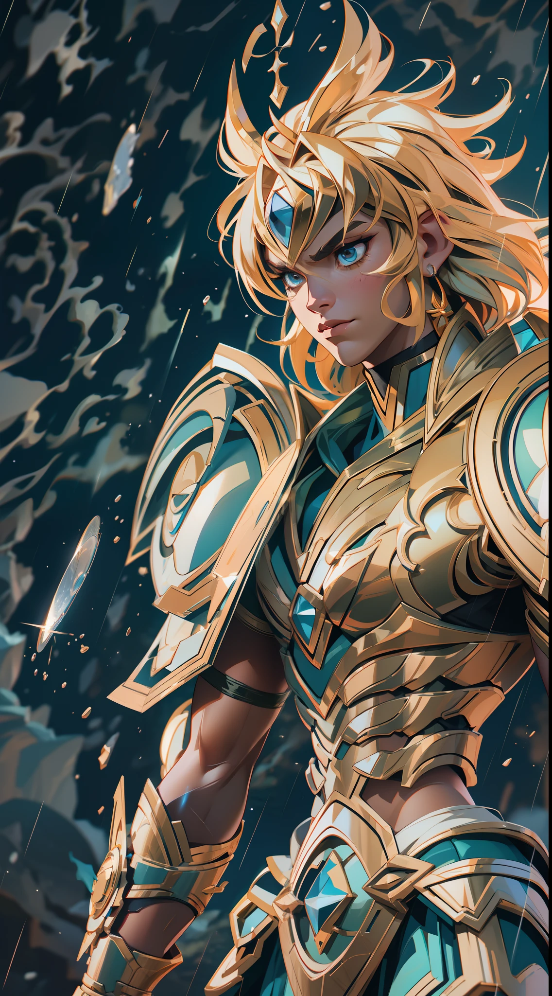 saint seiya Cygnus Hyōga , super strong, muscular, raining, 35mm lens, photography, ultra details, precise texture details HDR, UHD,64K,