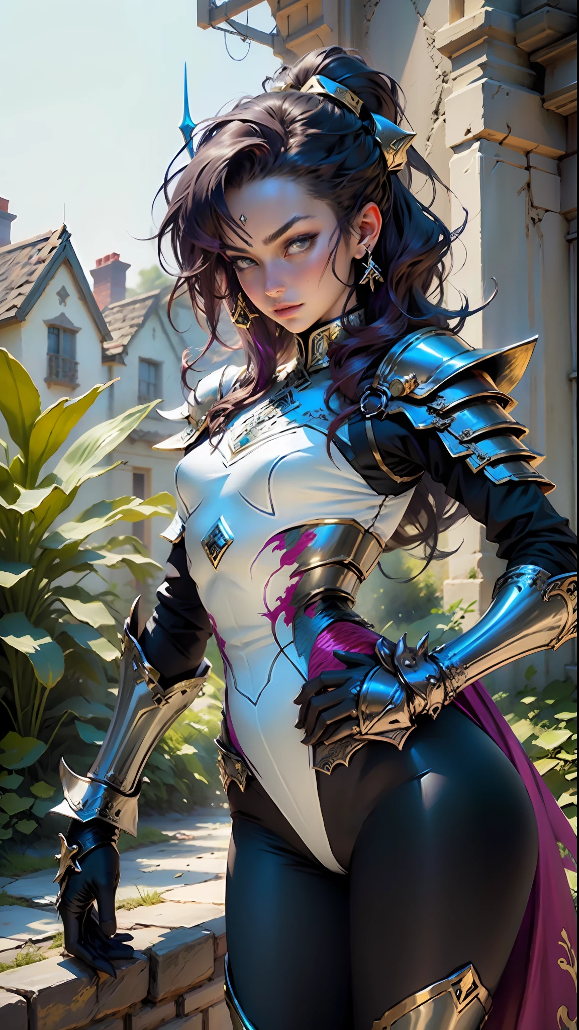tmasterpiece,Best quality,Dragon Knight,brightly,Woman 2/3 sideways,armor,long sword