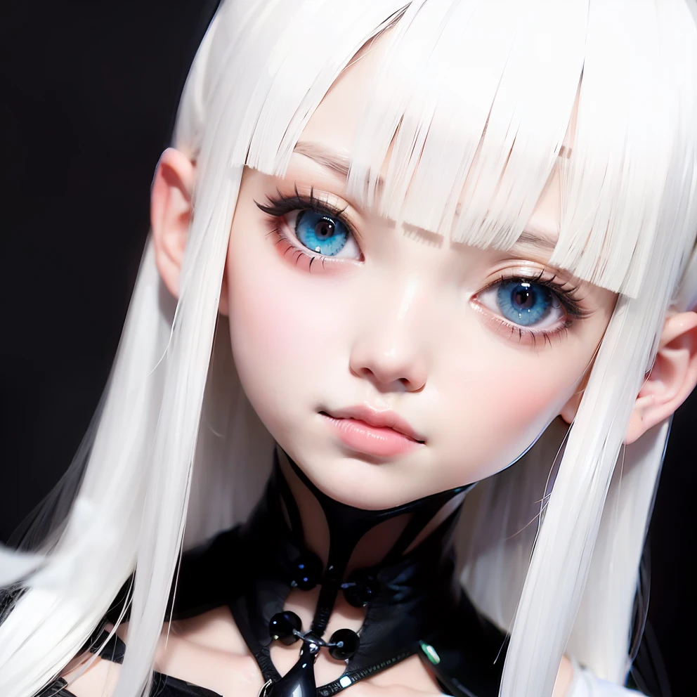 Pretty girl white hair anime style