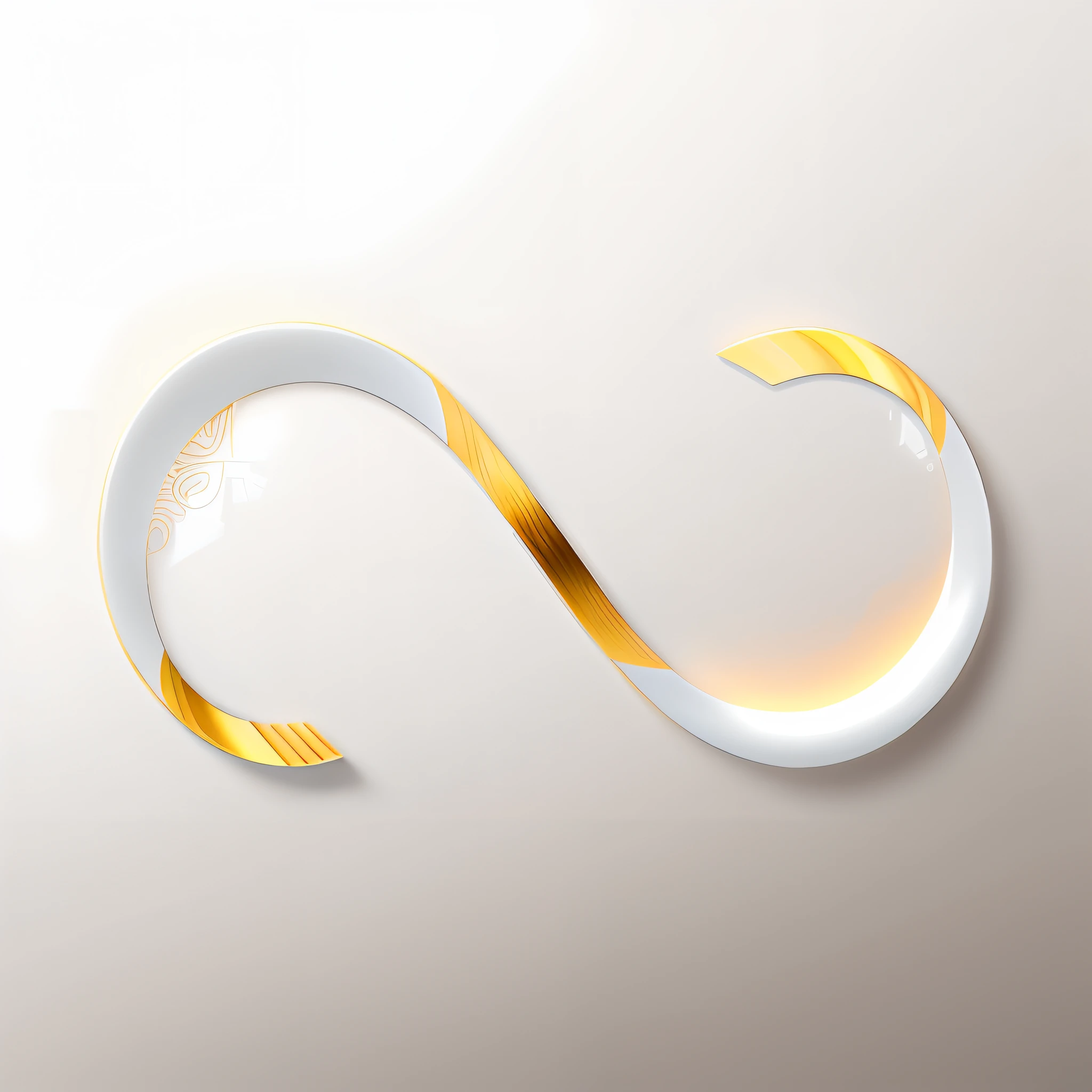 Serpentine Mobius line art painting on white background, Infinity symbol like a cat,Fluctuations of infinite glyphs,Inspired by Shomun Tenzheng, serpentine pose,hook as ring,The combination of the knife and infinity,minimalist line art。As a clothing logo design,The whole body is dominated by gradient pale gold,Overall Clarity,pretty