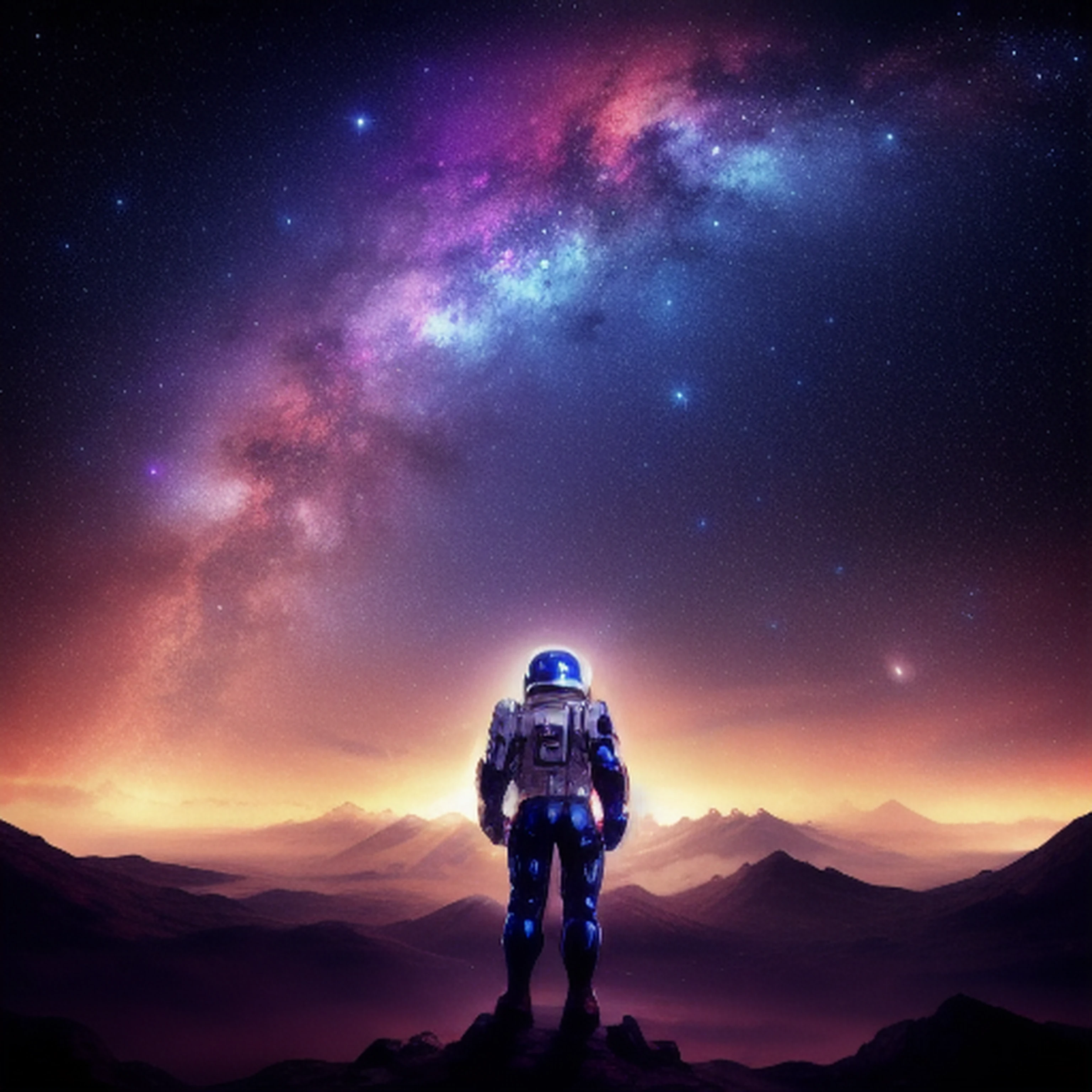 a space soldier, milkyway background,