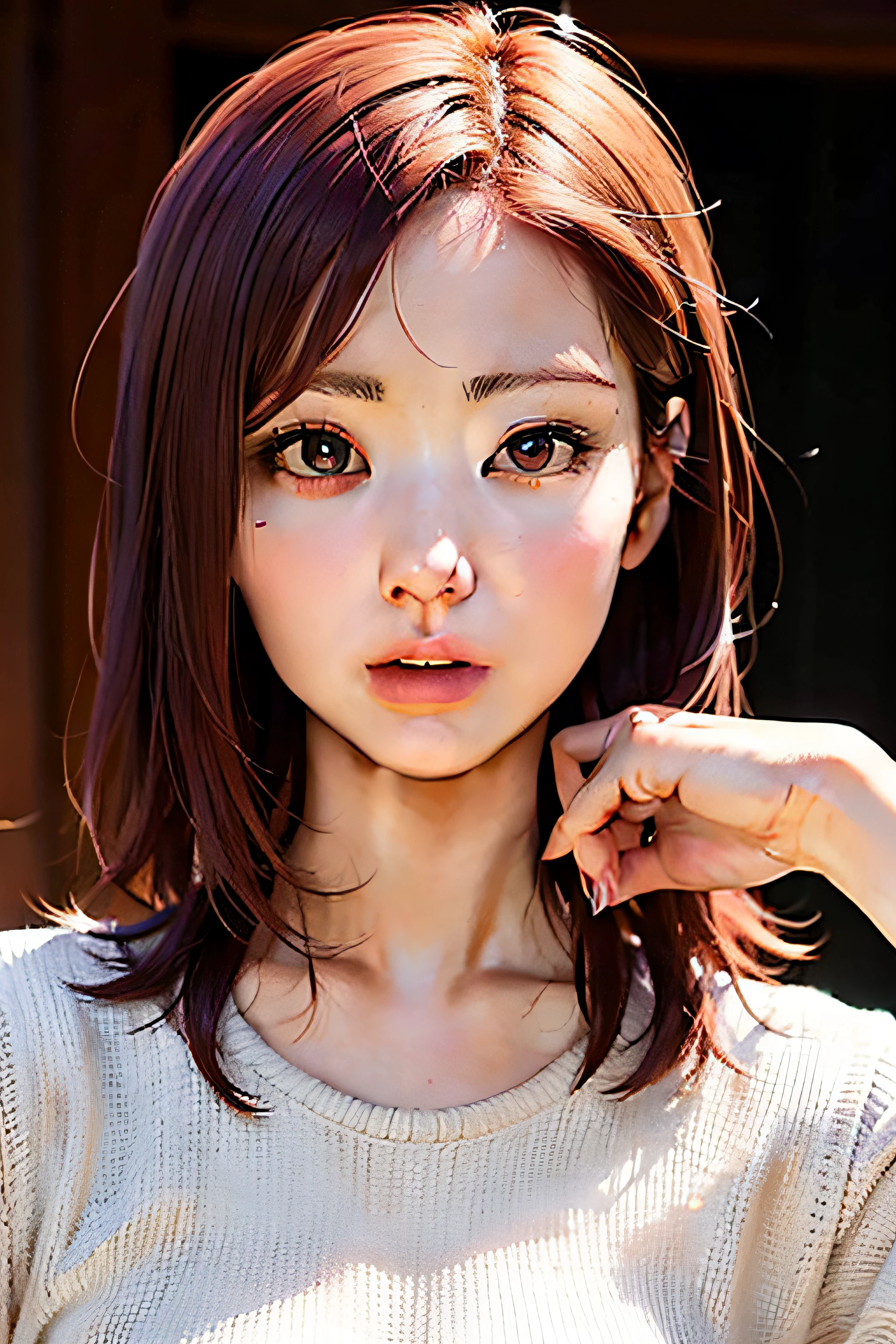 Girl with burgundy hair on front