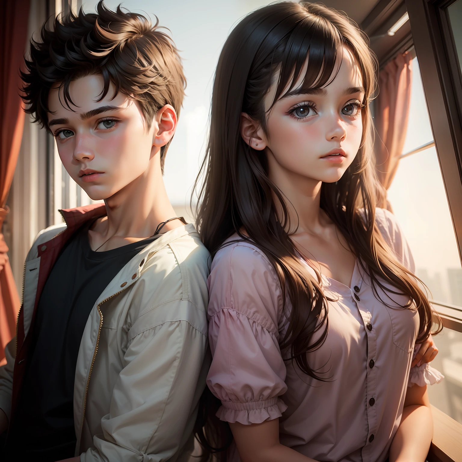 Edit two separate photos of boy and girl together to make it look real. Sweet girl, handsome boy, teenage.