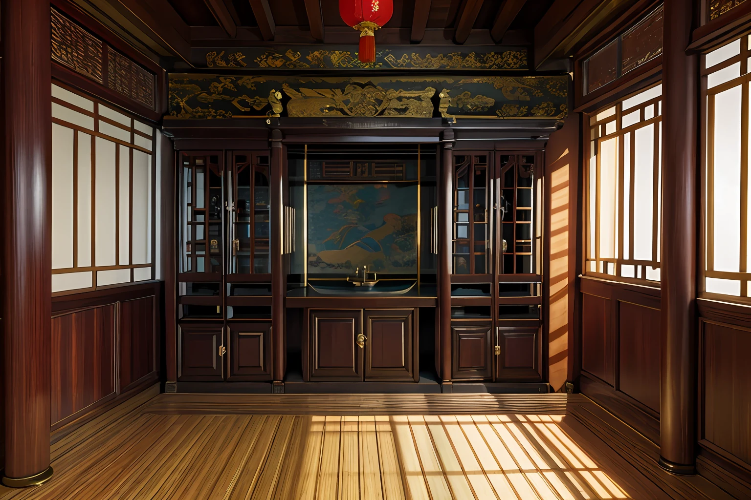 Masterpiece,Ultra photo realsisim,32K,Extremely detailed Cg Unity 8K wallpaper, Best quality,Chinese medicine cabinet background,Ancient Chinese Chamber，cinematic colorgrade，TCM clinic，ancient buildings of China，tattered，Chinese Ancient Times，best quality