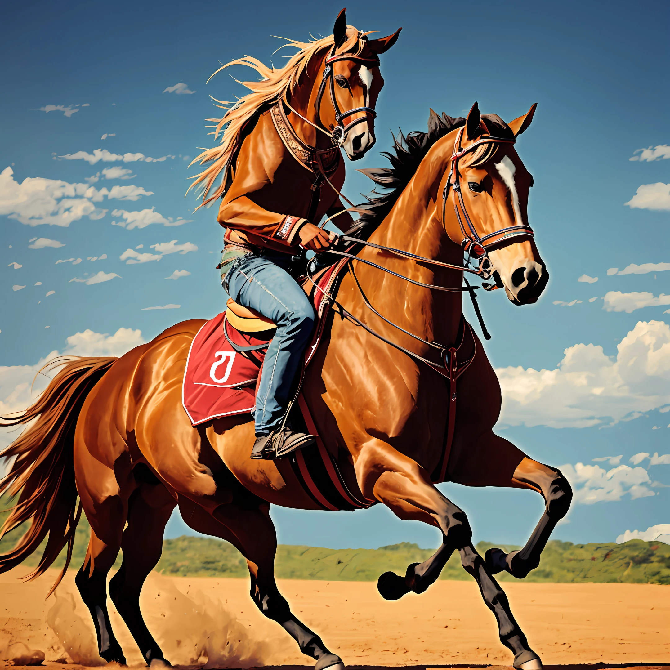 uma corrida de cavalos, but a single horse is running alone, sem cavaleiro montado nele. --auto --s2