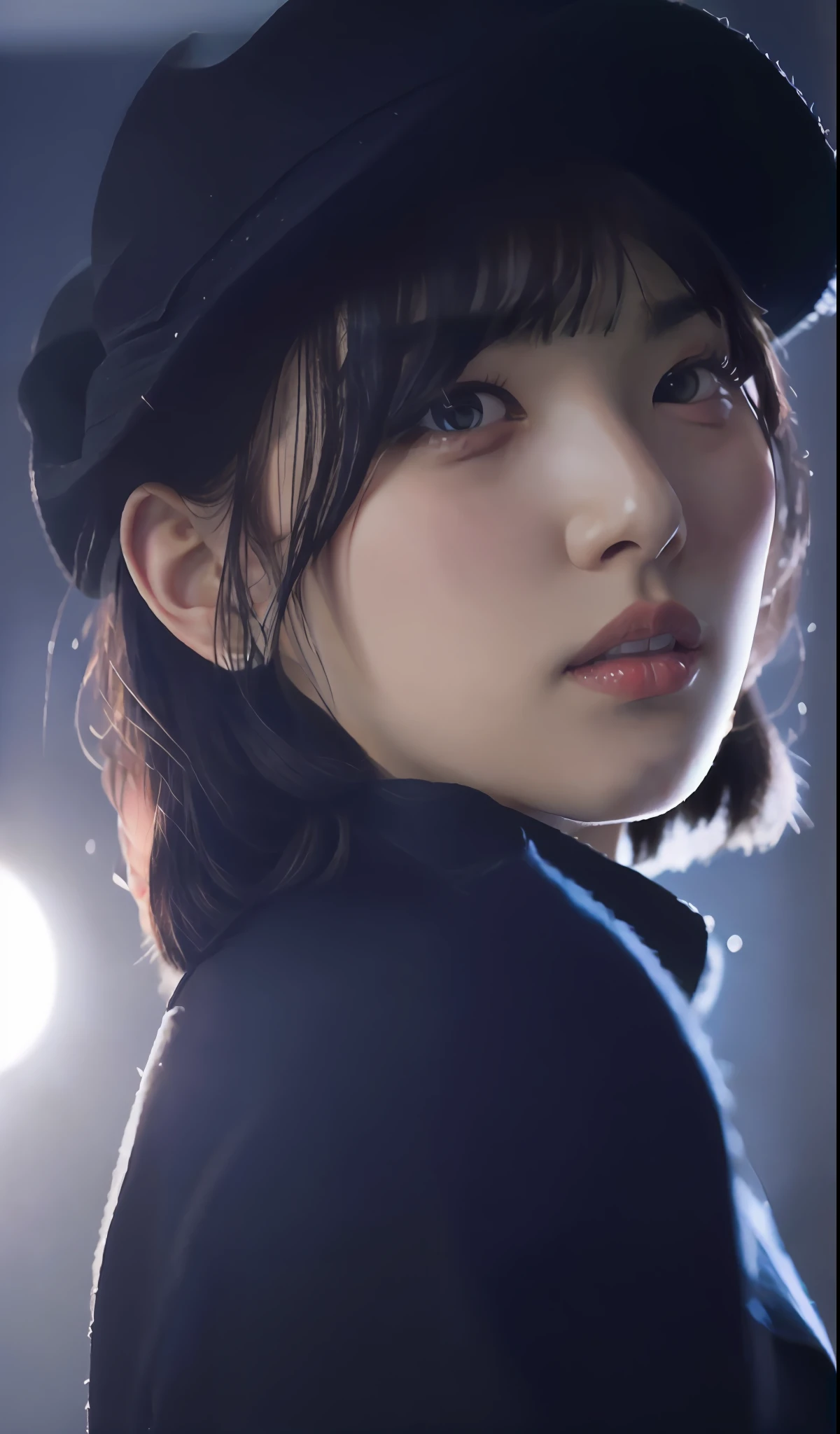 Close-up of a man wearing a hat and a black jacket, bae suzy, 8K Artgerm bokeh, Soft portrait shot 8 K, wan adorable korean face, sui ishida with black hair, chiho, portrait of female korean idol, inspired by Ma Yuanyu, portrait a woman like reol, close up iwakura lain