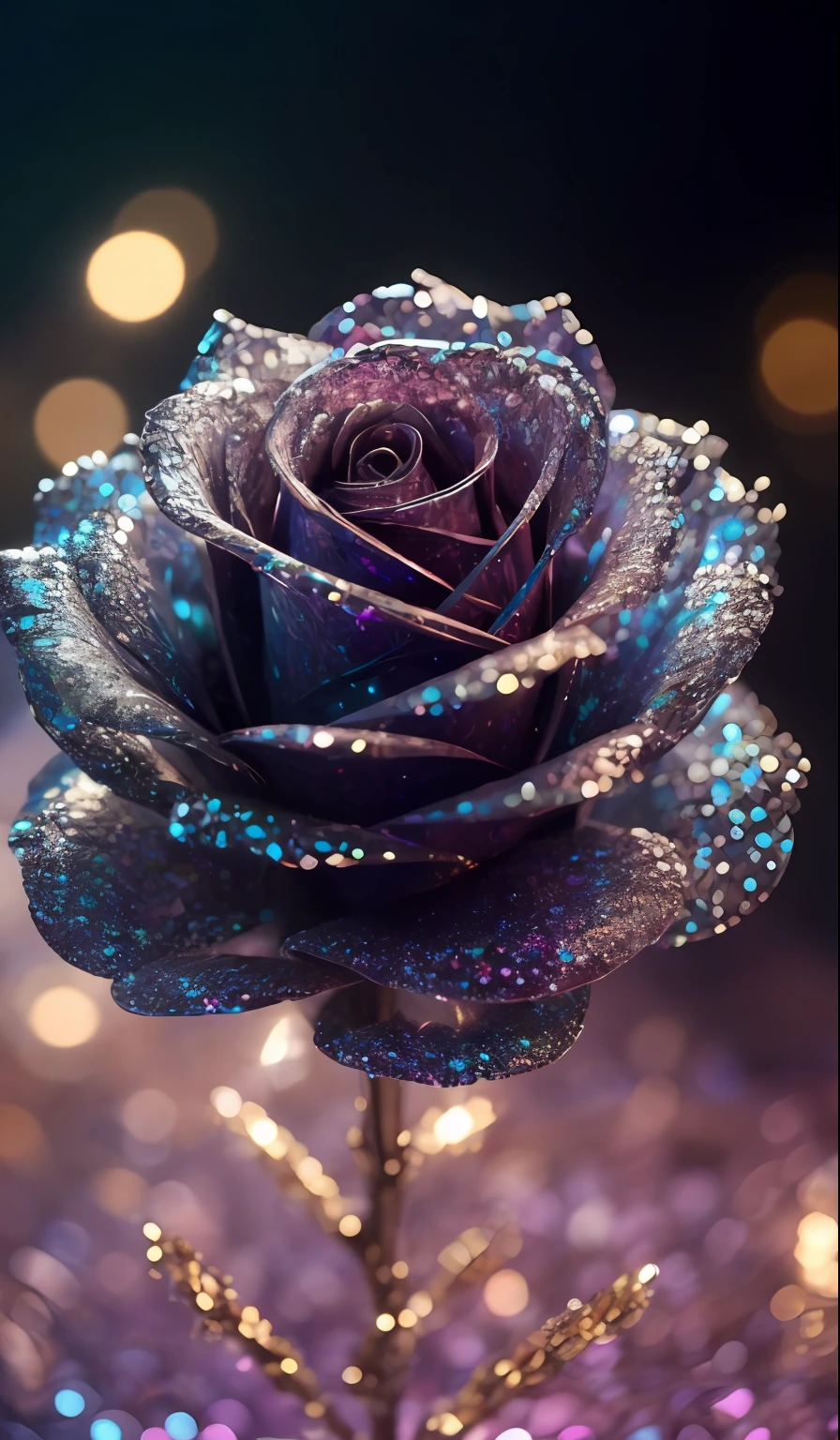 Crystal rose， fanciful, galaxias, cleanness, glittery, glittery, Splendor, Colorful, Amazing photography, dramatic  lighting, photo-realism, ultra - detailed, 4K, depth of fields, A high resolution