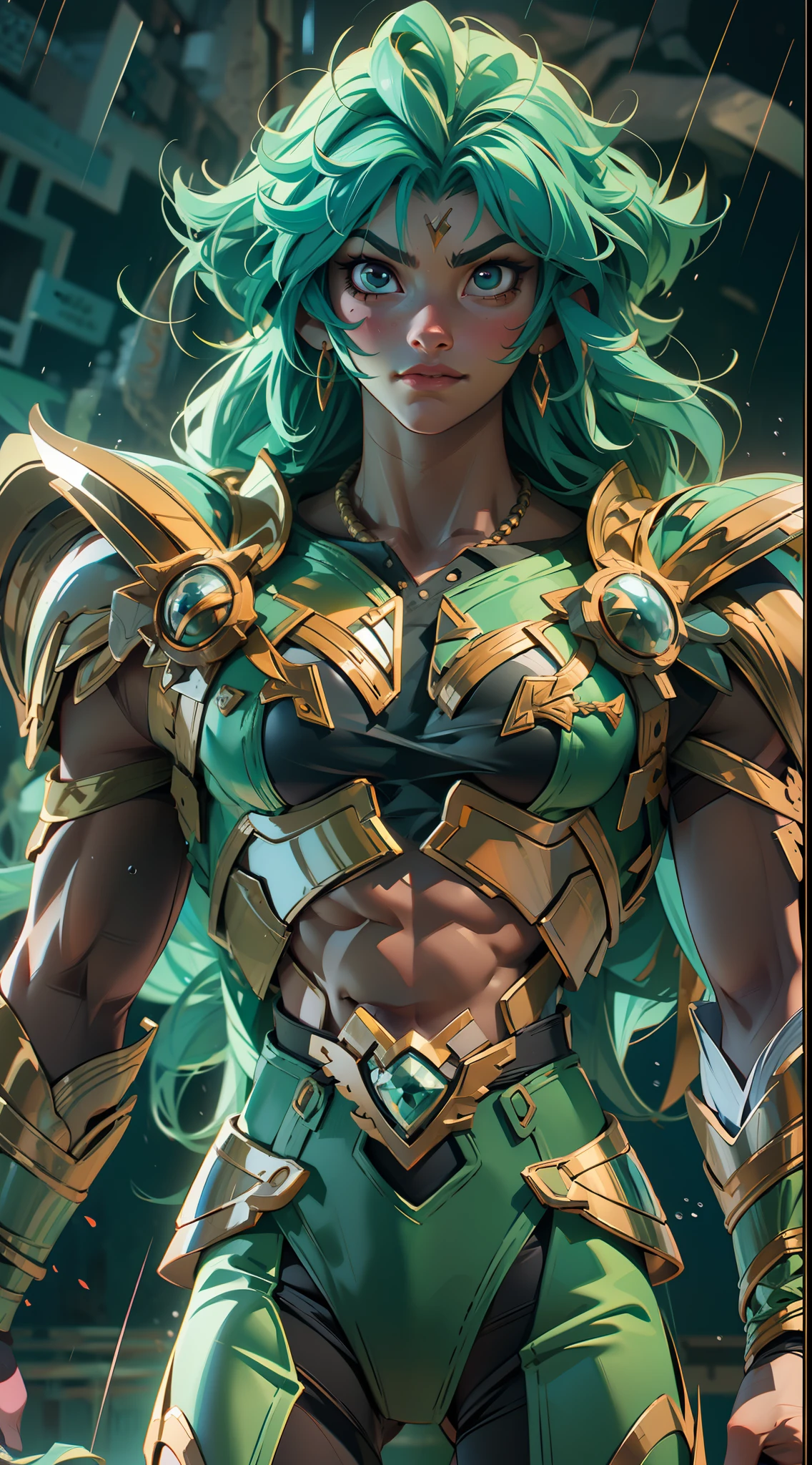 saint seiya andromeda shun , super strong, muscular, raining, 35mm lens, photography, ultra details, precise texture details HDR, UHD,64K,