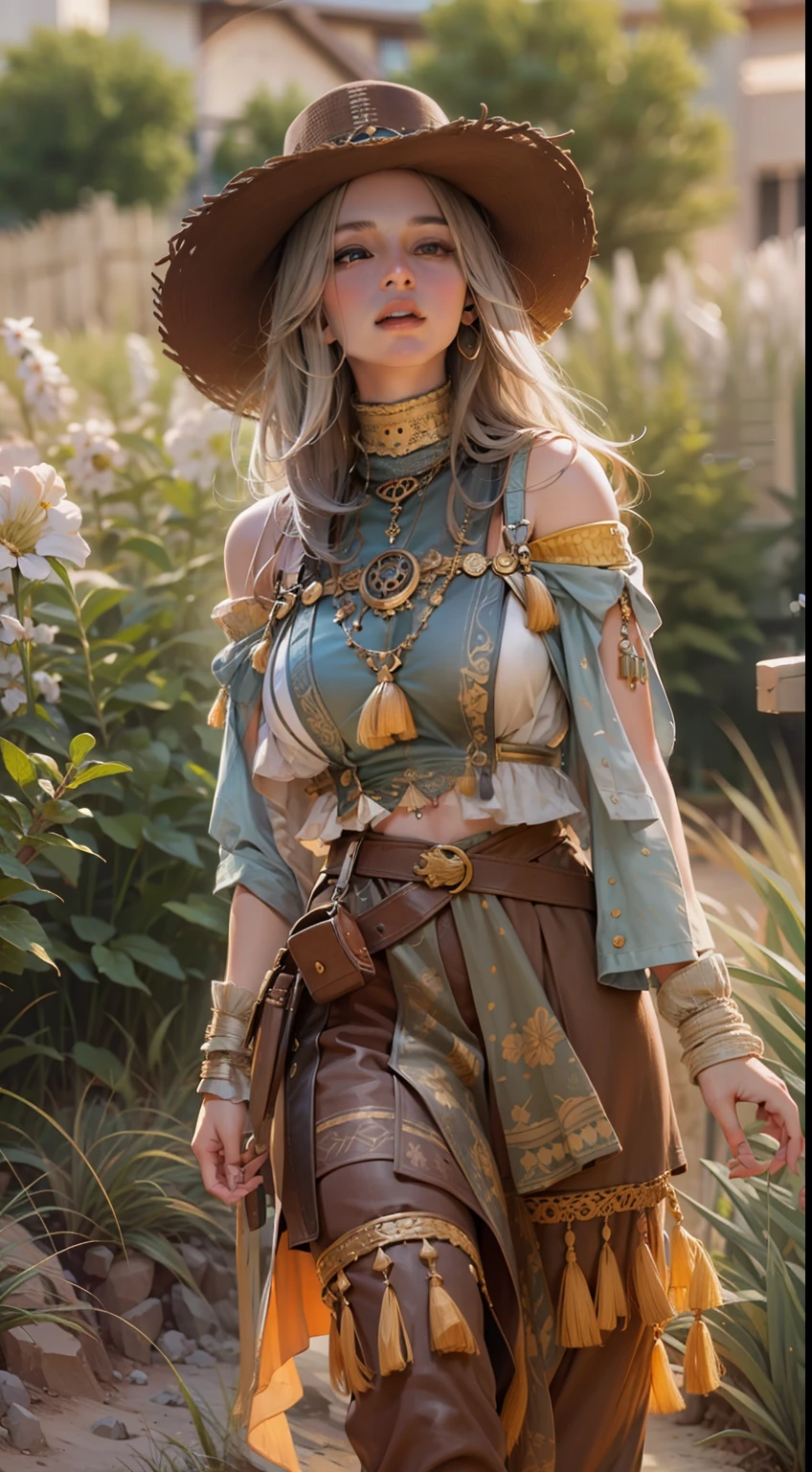 Beautiful woman in insanely Western Boho Outfit