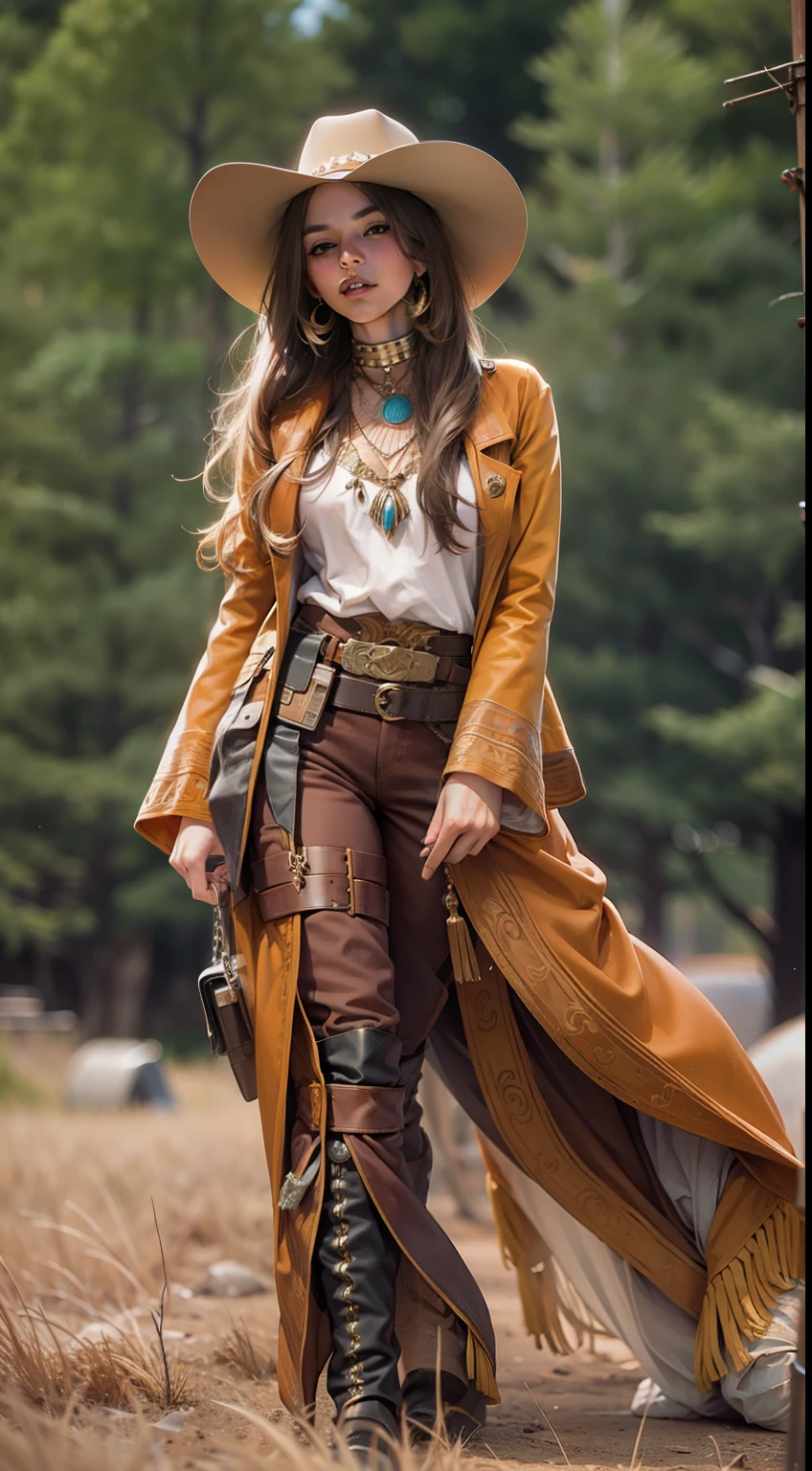 Beautiful woman in insanely Western Boho Outfit
