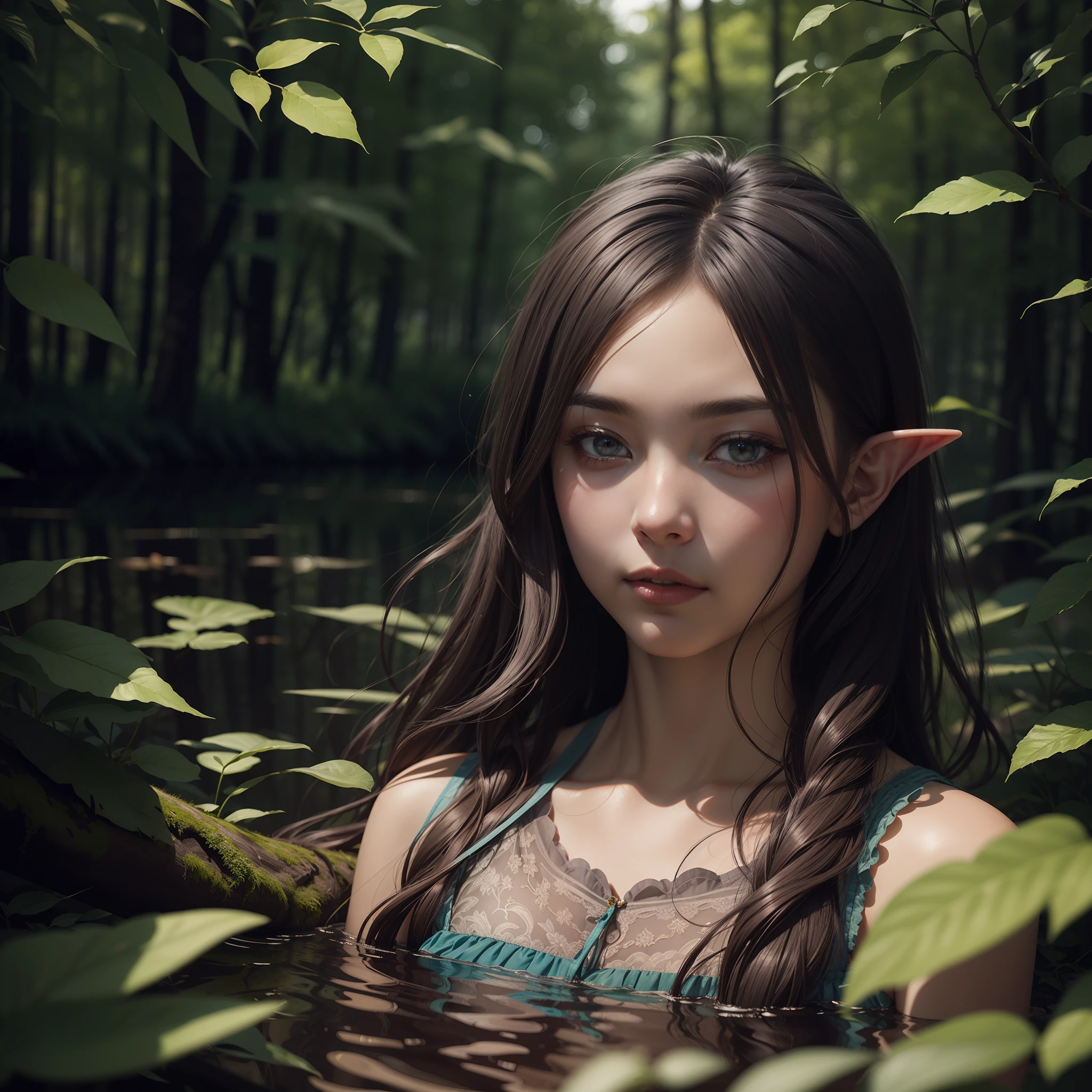 fallen wood,Elf with a bow,Unicorn and Girl,Undulating lakes,deep-forest,Blowing in the wind,Has depth,4K, (Raw photo: 1.2), (Realism: 1.4), (masutepiece: 1.3), (exquisite detailing: 1.2), Delicate and beautiful details, (Eye Detail), (Facial Detailed), (Highest Quality) :1.4), (Hyper-Resolution: 1.2),(very detailed illustration), Best Quality, depth of fields, Wide light, natural shadows