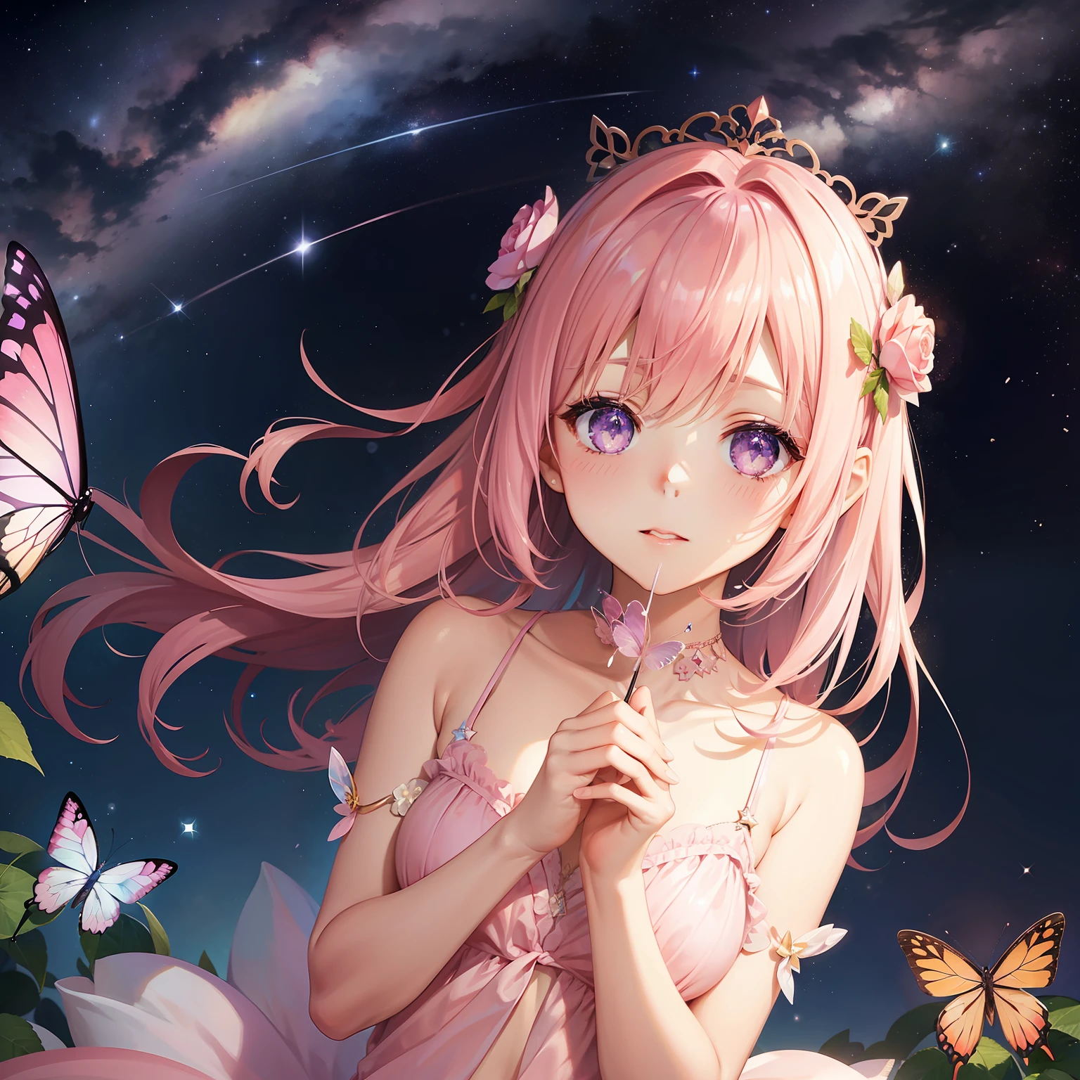 Milky Way and Starry Sky、Pink butterfly々Fluttering、Sparkling Rose Quartz、