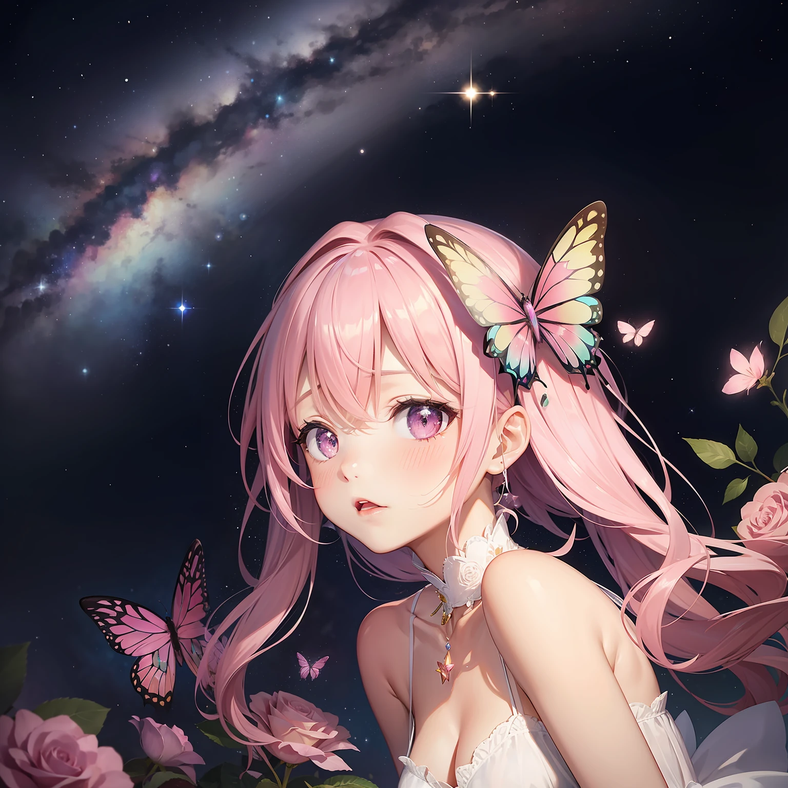 Milky Way and Starry Sky、Pink butterfly々Fluttering、Sparkling Rose Quartz、