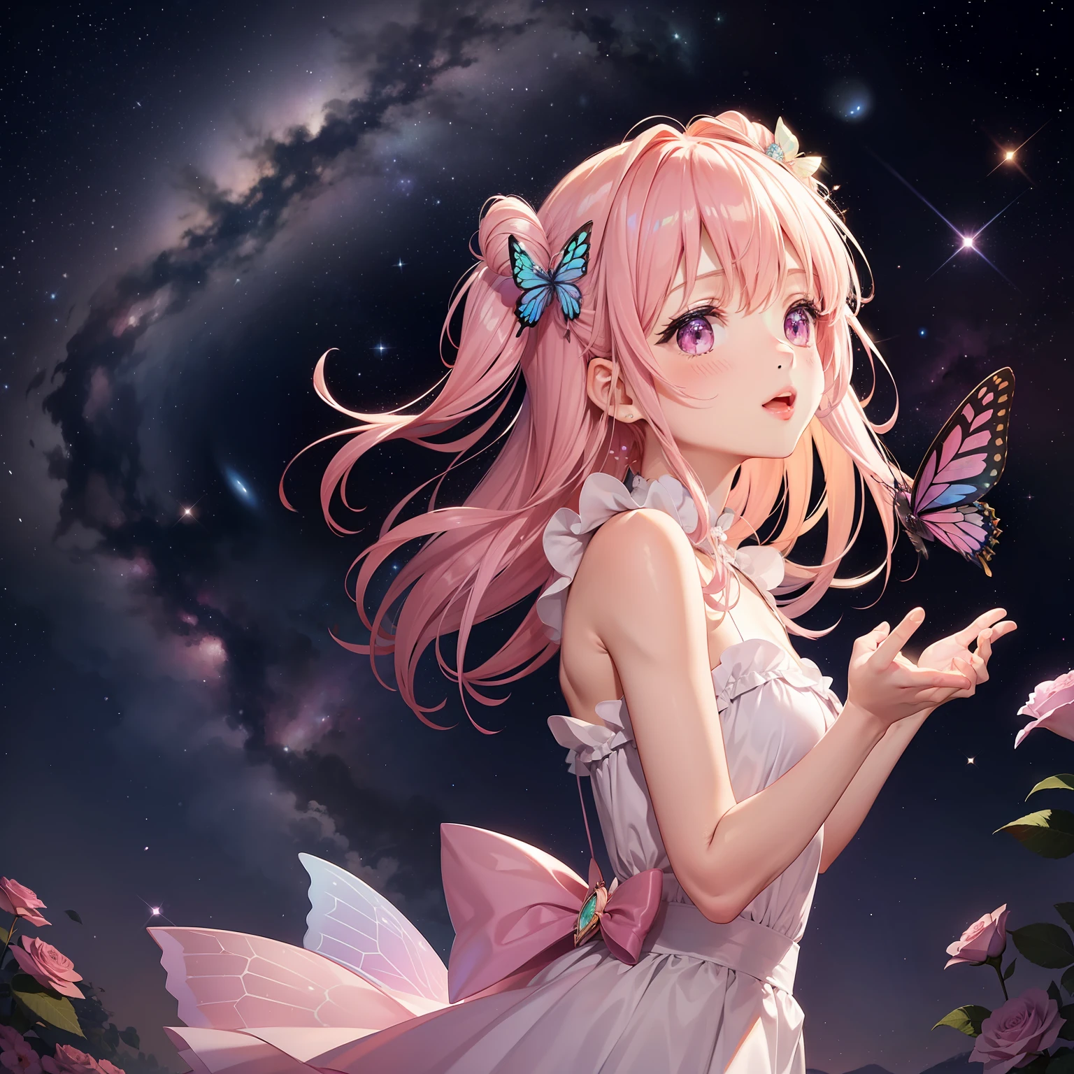 Milky Way and Starry Sky、Pink butterfly々Fluttering、Sparkling Rose Quartz、