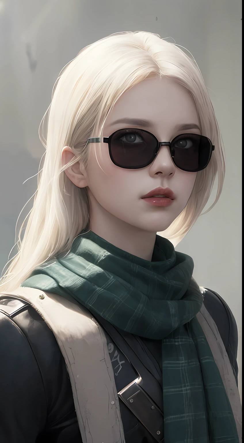 (dark shot:1.1), epic realistic, portrait of halo, sunglasses, blue eyes, tartan scarf, white hair by atey ghailan, by greg rutkowski, by greg tocchini, by james gilleard, by joe fenton, by kaethe butcher, gradient yellow, black, brown and magenta color scheme, grunge aesthetic!!! graffiti tag wall background, art by greg rutkowski and artgerm, soft cinematic light, adobe lightroom, photolab, hdr, intricate, highly detailed, (depth of field:1.4), faded, (neutral colors:1.2), (hdr:1.4), (muted colors:1.2), hyperdetailed, (artstation:1.4), cinematic, warm lights, dramatic light, (intricate details:1.1), complex background, (rutkowski:0.66), (teal and orange:0.4)