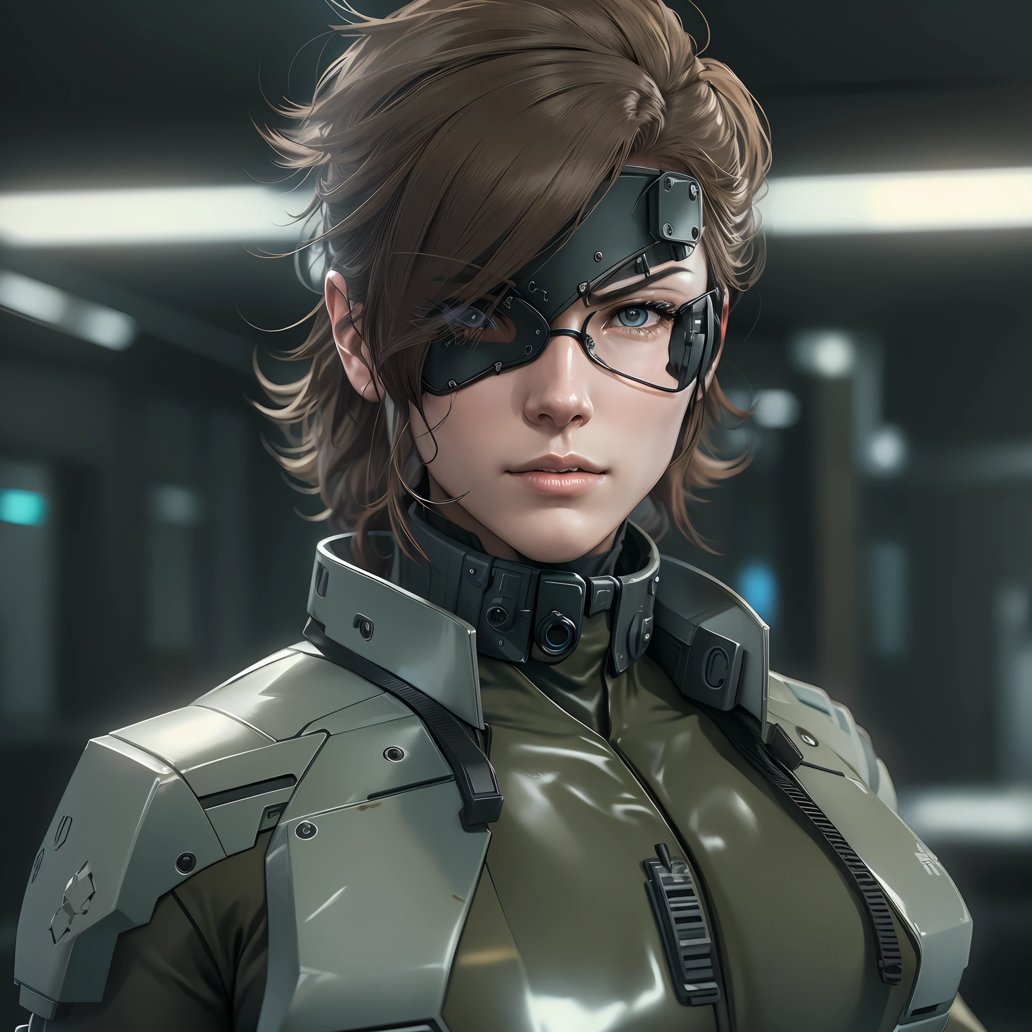 Metal Gear Solid character, anime, beautiful face, revolver, semi automatic, smooth, the most beautiful face in the world, photorealistic, unreal engine 5, 8k resolution