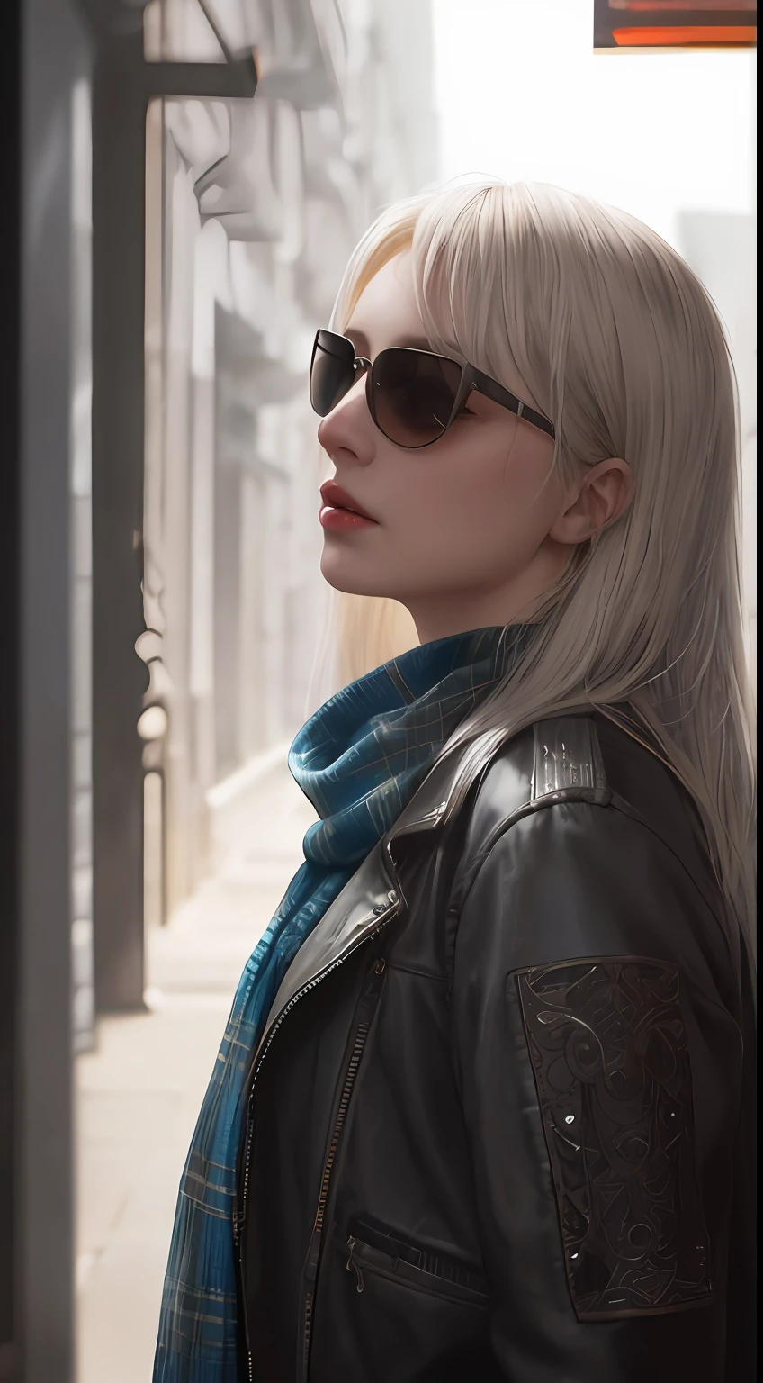 (dark shot:1.1), epic realistic, portrait of halo, sunglasses, blue eyes, tartan scarf, white hair by atey ghailan, by greg rutkowski, by greg tocchini, by james gilleard, by joe fenton, by kaethe butcher, gradient yellow, black, brown and magenta color scheme, grunge aesthetic!!! graffiti tag wall background, art by greg rutkowski and artgerm, soft cinematic light, adobe lightroom, photolab, hdr, intricate, highly detailed, (depth of field:1.4), faded, (neutral colors:1.2), (hdr:1.4), (muted colors:1.2), hyperdetailed, (artstation:1.4), cinematic, warm lights, dramatic light, (intricate details:1.1), complex background, (rutkowski:0.66), (teal and orange:0.4)