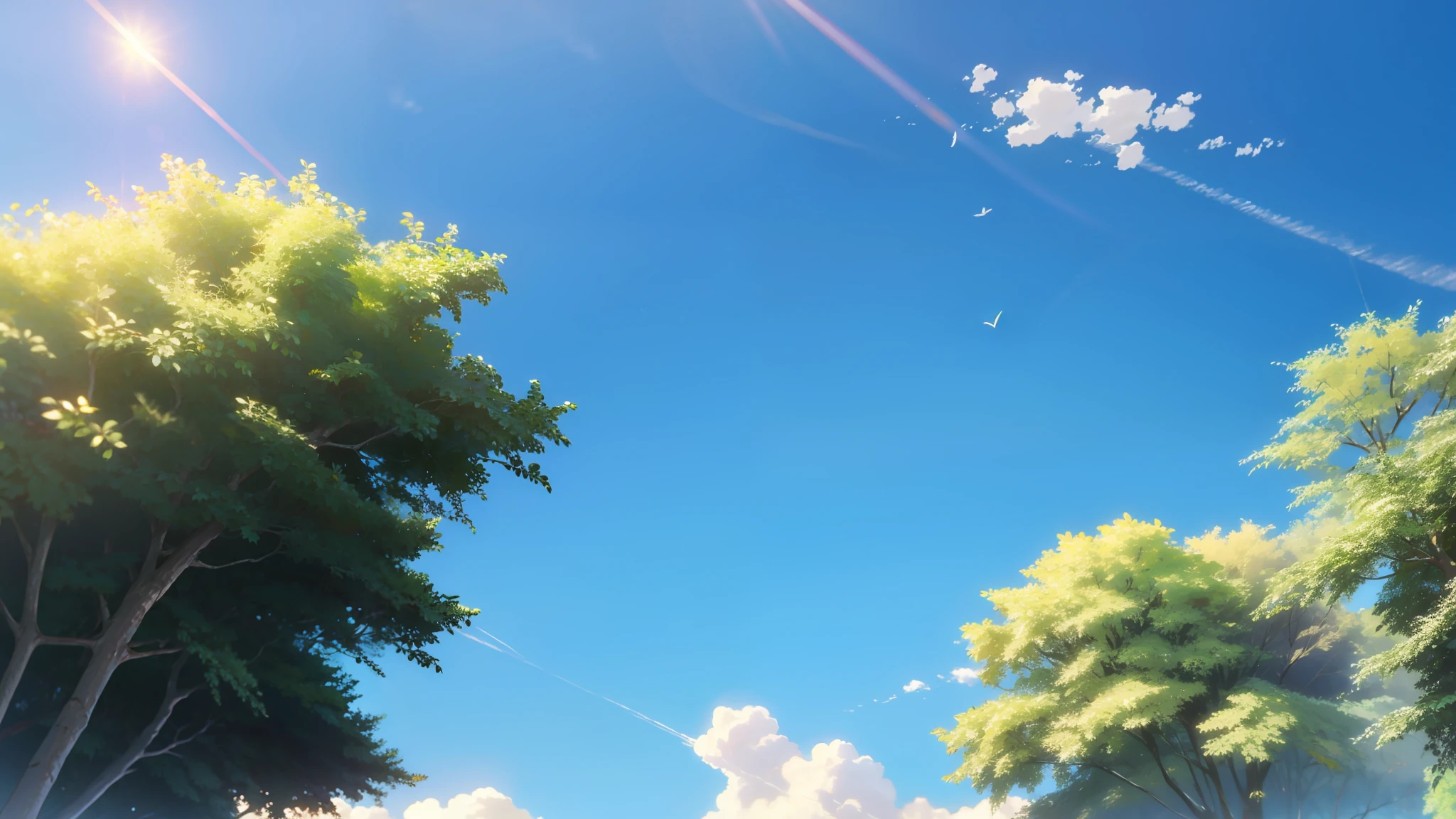 Under the blue sky,Green leaves