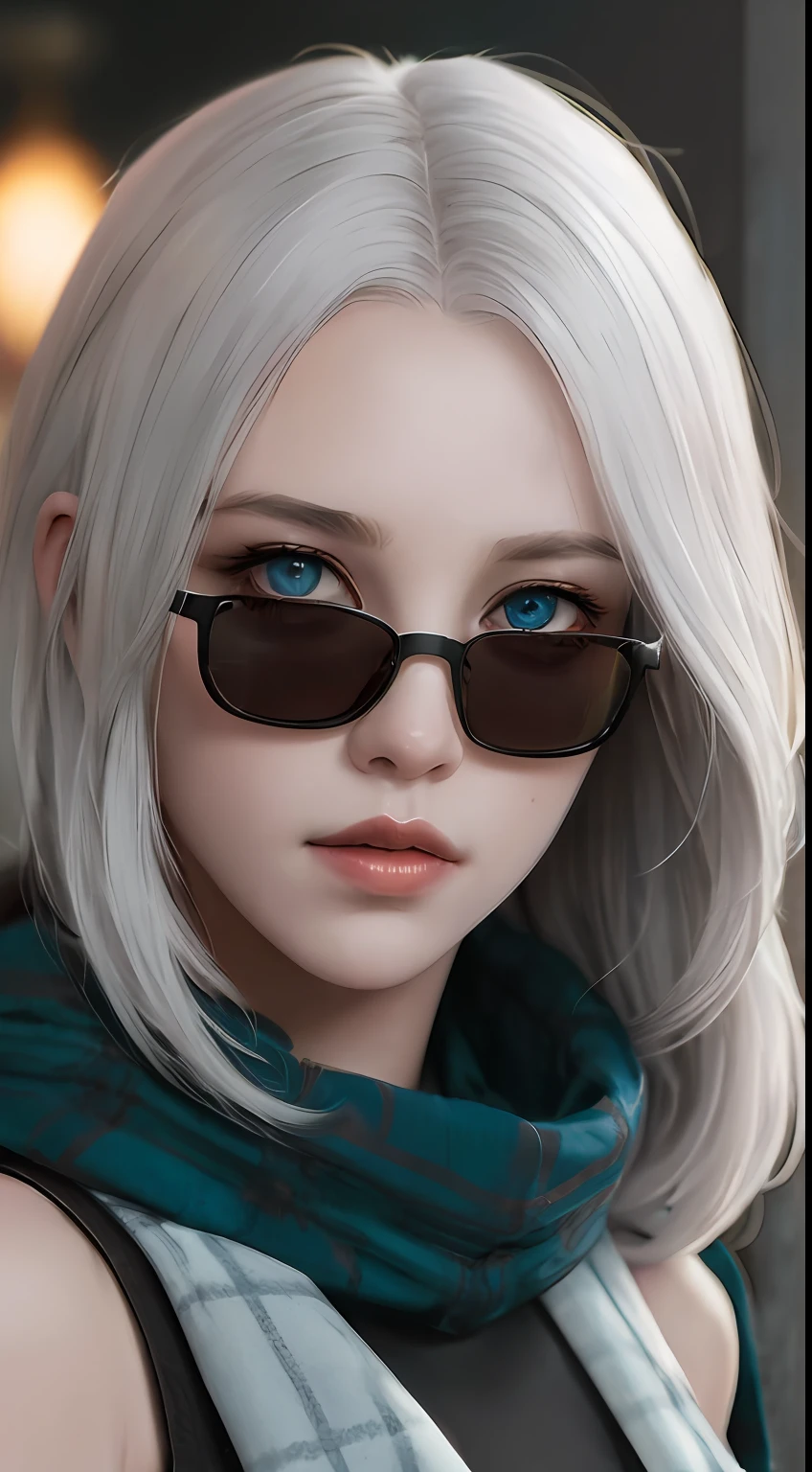 (dark shot:1.1), epic realistic, portrait of halo, sunglasses, blue eyes, tartan scarf, white hair by atey ghailan, by greg rutkowski, by greg tocchini, by james gilleard, by joe fenton, by kaethe butcher, gradient yellow, black, brown and magenta color scheme, grunge aesthetic!!! graffiti tag wall background, art by greg rutkowski and artgerm, soft cinematic light, adobe lightroom, photolab, hdr, intricate, highly detailed, (depth of field:1.4), faded, (neutral colors:1.2), (hdr:1.4), (muted colors:1.2), hyperdetailed, (artstation:1.4), cinematic, warm lights, dramatic light, (intricate details:1.1), complex background, (rutkowski:0.66), (teal and orange:0.4)