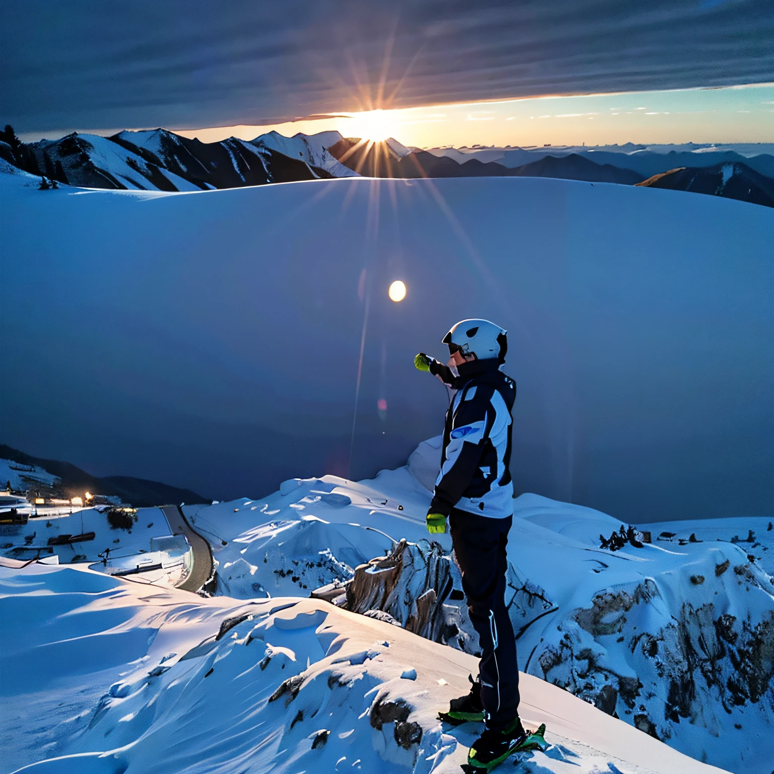 Skiers looking at the sky from the top of the mountain, in the snow mountains, weather photography, during snowfall, only snow in the background, only snow i the background, onthe mountain, on top of mountain, looking at the mountains, shot on iphone, At the summit, film view!!!, 8 k''. filling of the view