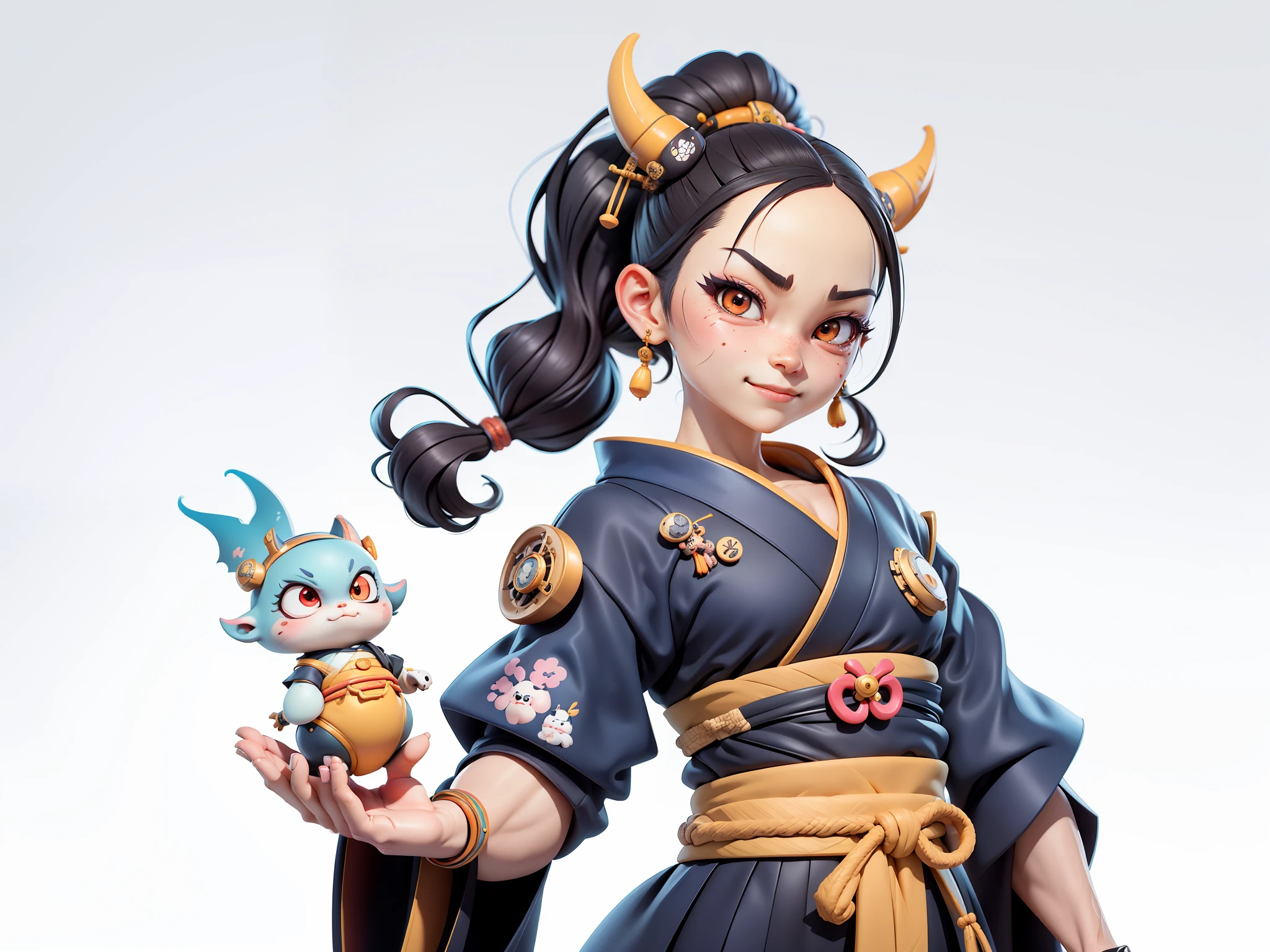 (Daisaku),(Need),(Super meticulous),(full bodyesbian:1.2),Japanese ukiyo-e girl,japanese geisha,Beautiful,Oriental dragon,Aeolian Thor,Raised sexy,爆乳,Oriental face,TV Anchor,Bust portrait illustration,Alone,In black suit,a blue tie,The face is slightly chubby,The face was clean,without a beard,Black super short hair,Black eyes,Smile confidently,3C computer sub-products,iPad, iphone,Digital painting,3D character design by Mark Clairen and Pixar and Hayao Miyazaki and Akira Toriyama,The illustration is a high-definition illustration in 4K resolution,With very detailed facial features and cartoon-style visuals。