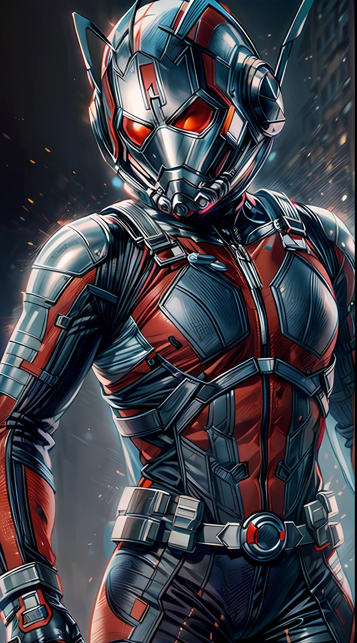 (RAW Photo, Best Quality), (Realistic, Photorealistic Photo: 1.3), Best Quality, Highly Detailed, Masterpiece, Ultra Detailed, Illustration, Marvel cinematic universe, marvel, Paul Rudd, Scott Lang as Ant-Man, background should be epic, upper body, high detail on dress, Best Quality, Extremely Detailed CG Unified 8k Wallpaper, Ink, Amazing, badass look, portrait, close up (skin texture), intricately detailed, fine details, hyperdetailed.