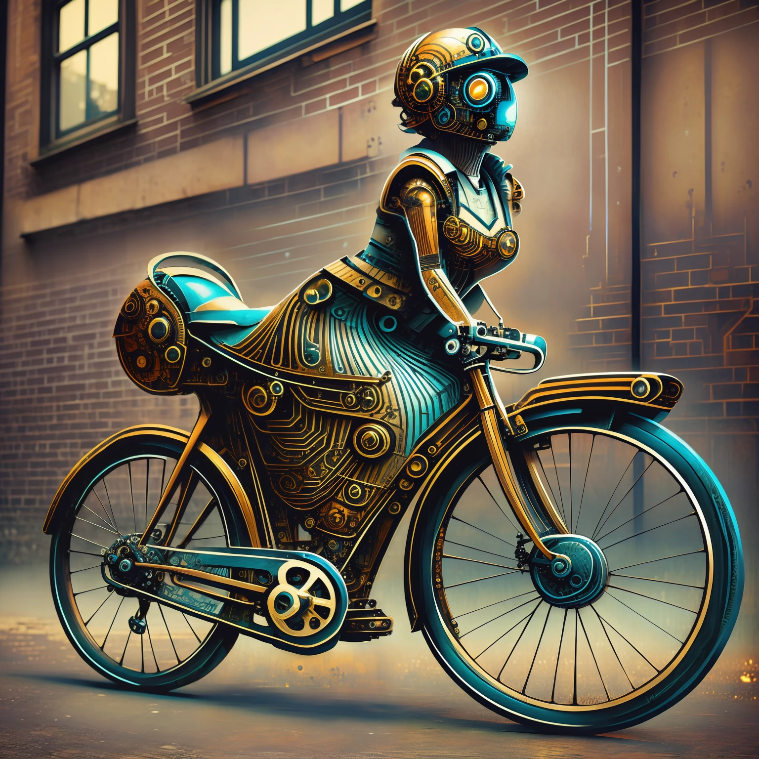 (steampunkai), uma bicicleta de lado em estilo steampunk,EDUARDO KOBRA