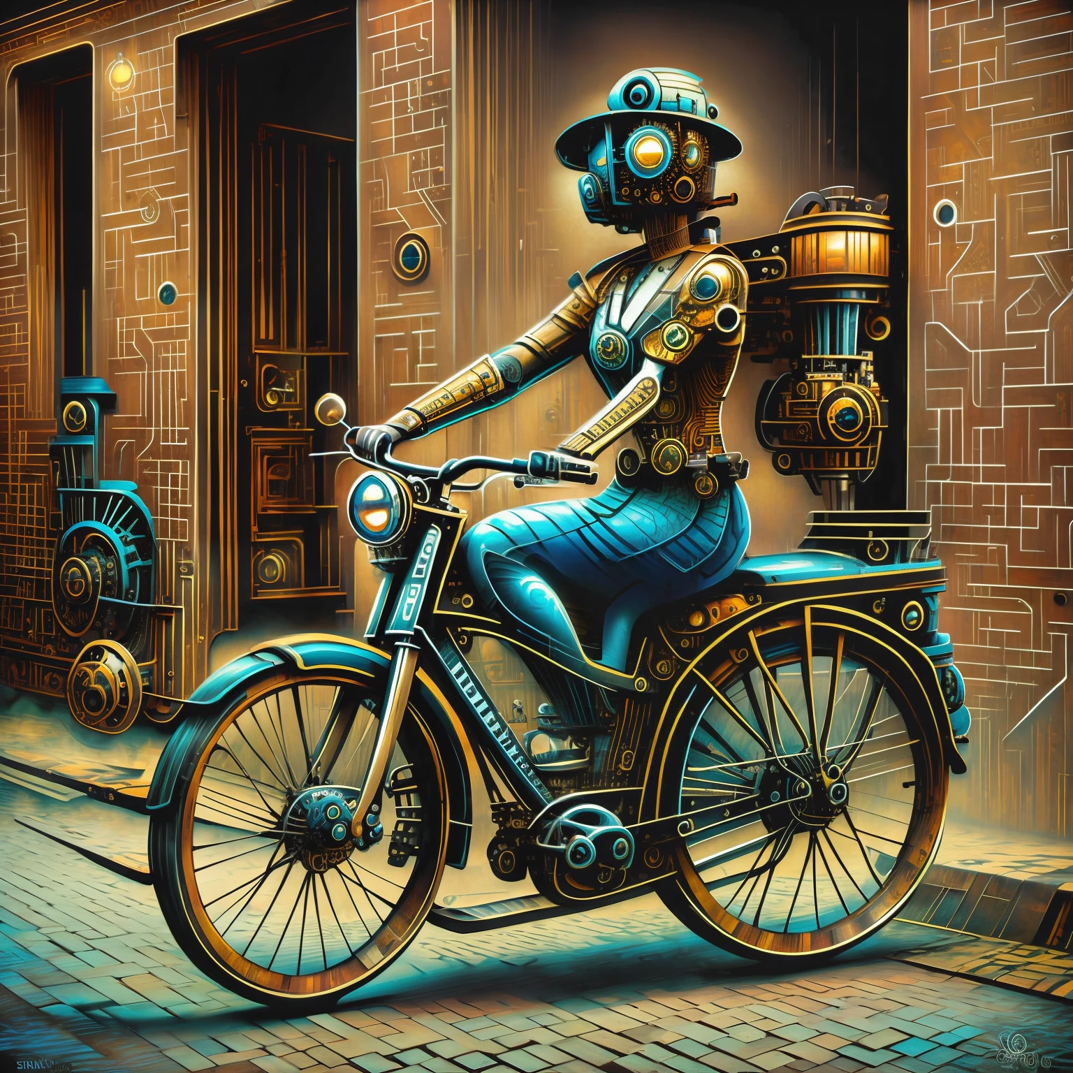 (steampunkai), uma bicicleta de lado em estilo steampunk,EDUARDO KOBRA