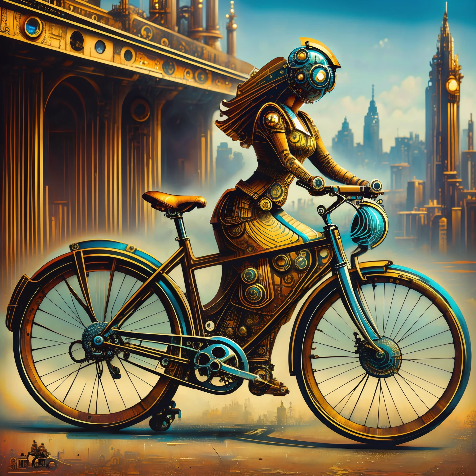(steampunkai), uma bicicleta de lado em estilo steampunk,EDUARDO KOBRA
