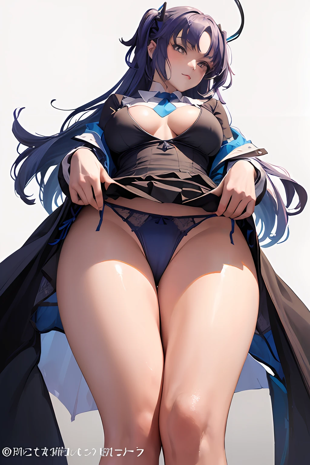 (((​masterpiece、top-quality、top-quality、Official art、Beautifully Aesthetic:1.2)))、(1girl in:1.3)、ighly detailed、highestdetailed、(((Blue lingerie)))、(shinny skin)、(Many colors:1.4)、Colossal tits、large full breasts、Sheer areol