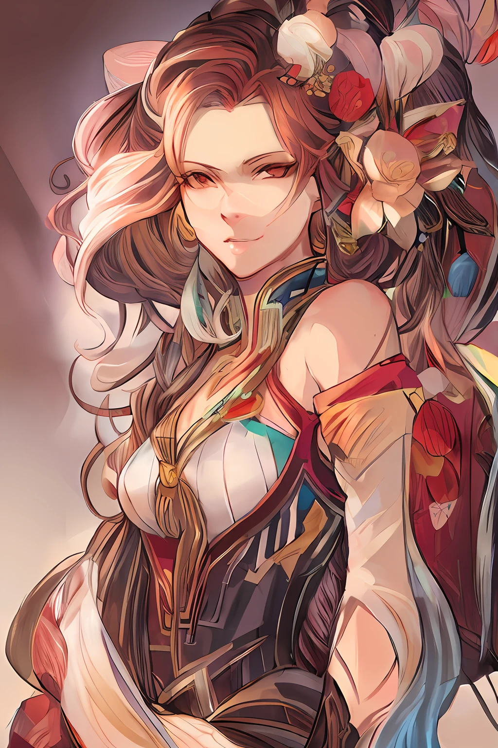 there is a drawing of a woman with long hair and flowers in her hair, drawn in the style of artgerm, artgerm. high detail, artgerm portrait, extremely detailed artgerm, artgerm lau, artgerm detailed, artgerm style, artgerm comic, in style of artgerm, artgerm and rossdraws